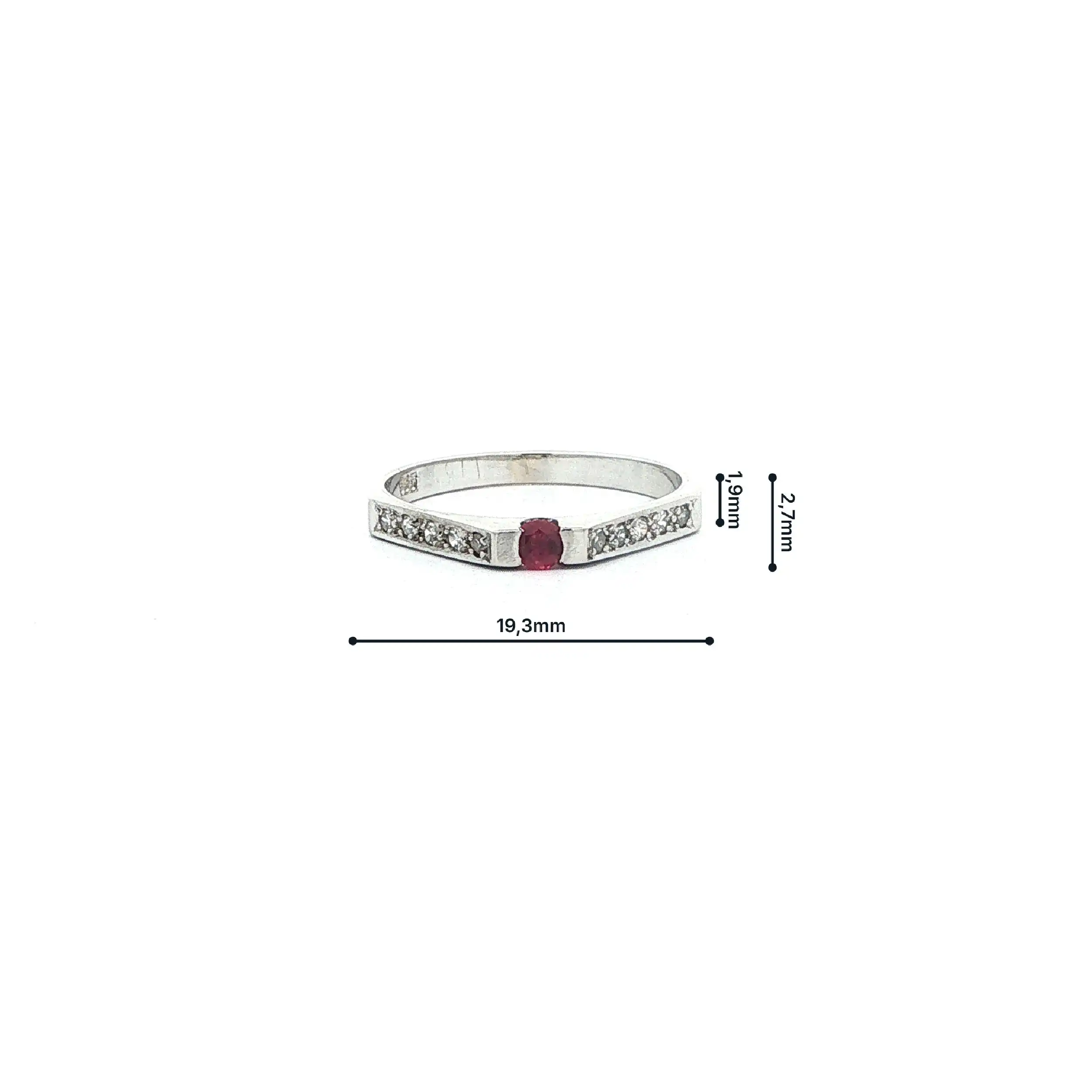 Ring Weißgold mit Rubin & Diamanten