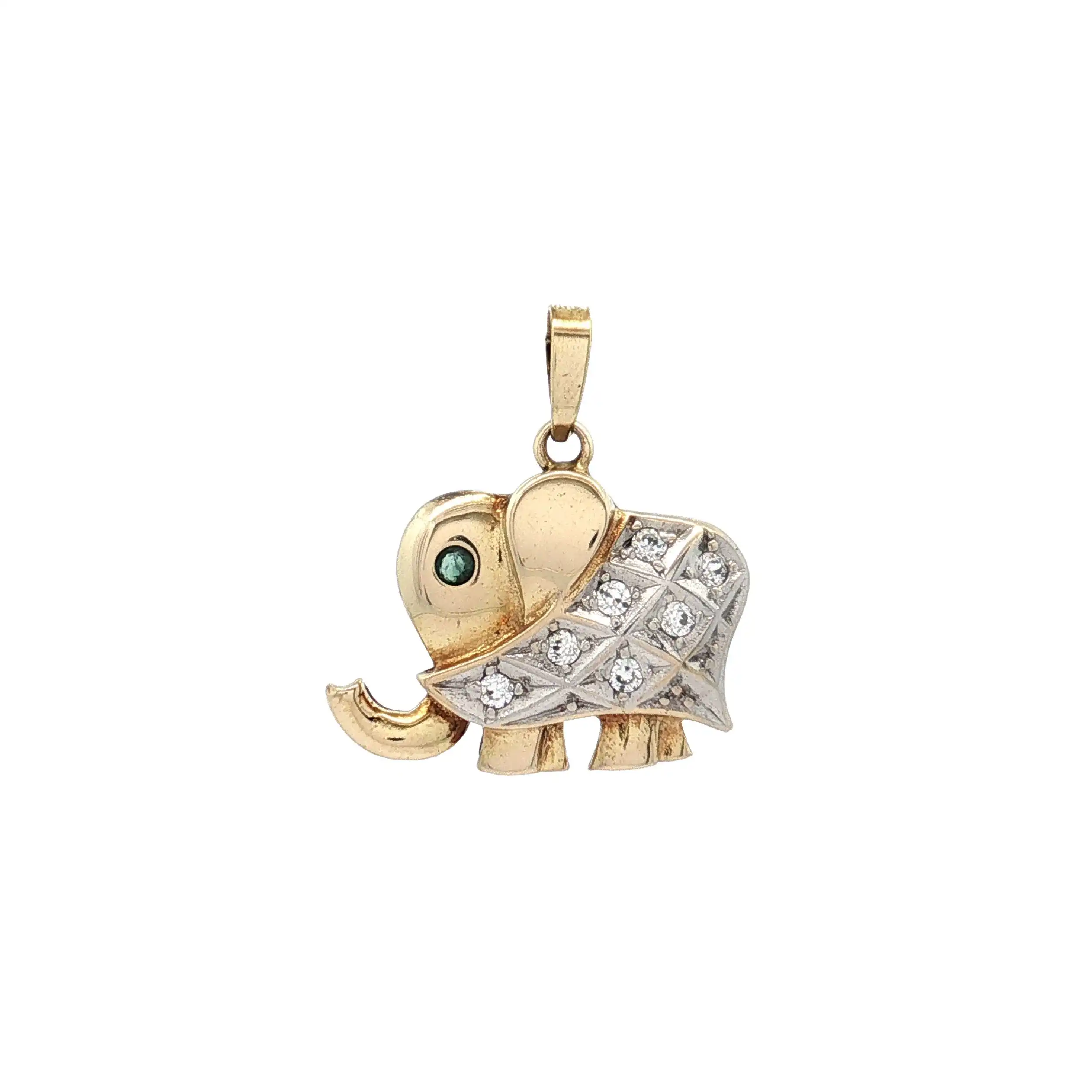 Anhänger Elefant Gelbgold mit Zirkonia