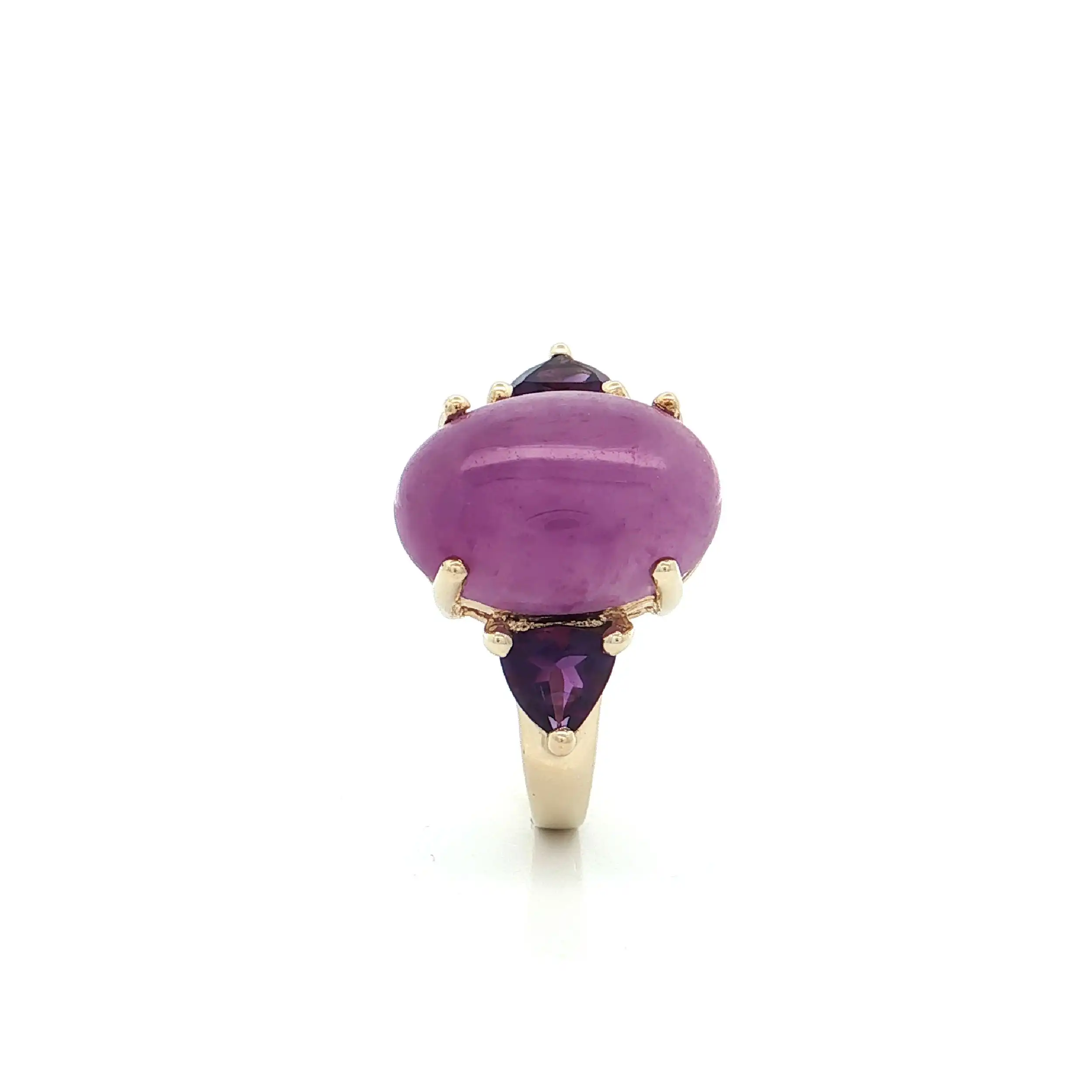 Ring Gelbgold mit lila Jade Cabochon und Amethyst Ring Gelbgold mit lila Jade Cabochon und Amethyst