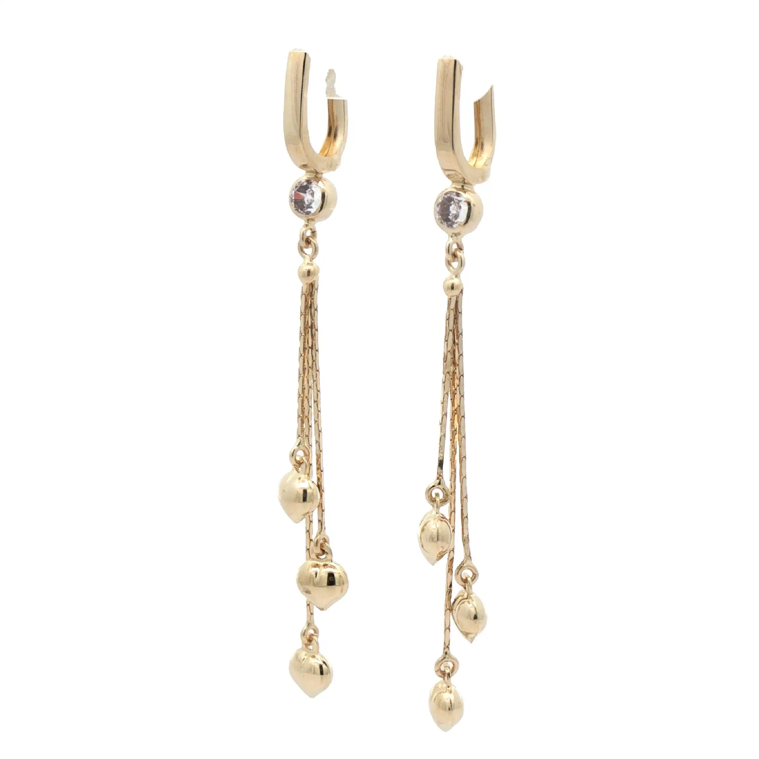 Ohrhänger Gelbgold mit Herzchen und Zirkonia