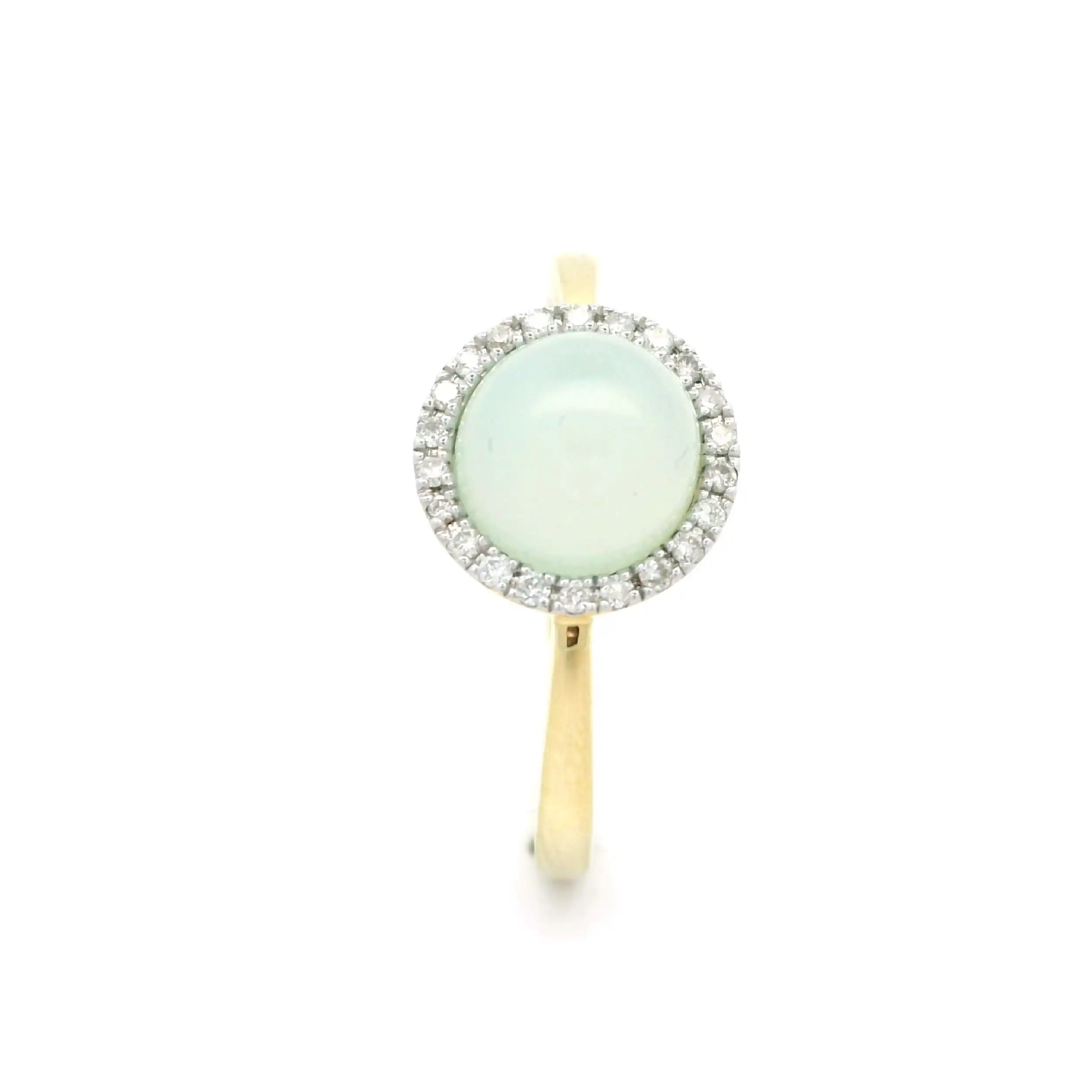 Ring Gelbgold mit Chalcedon Cabochon und Brillanten
