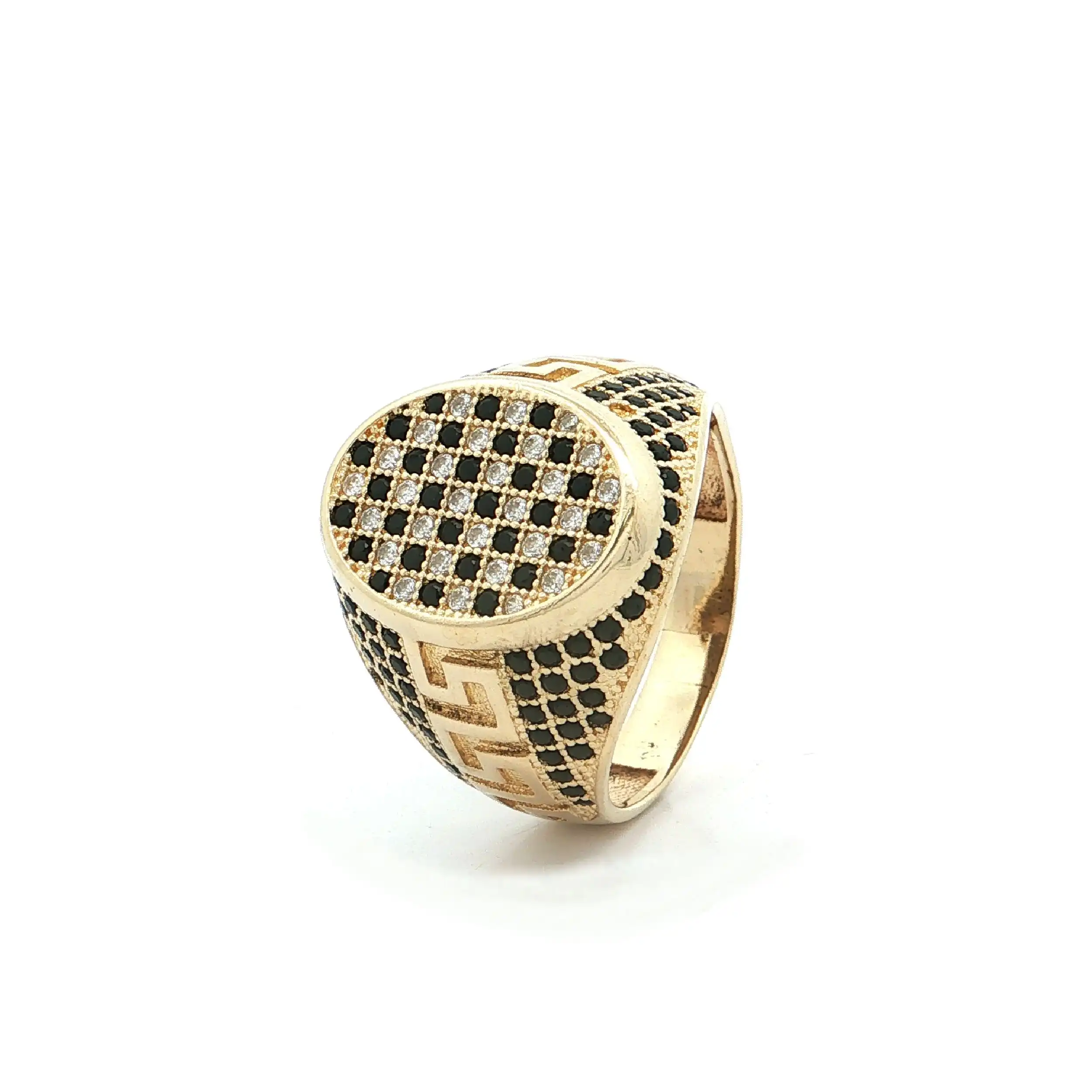 Ring Gelbgold mit Zirkonia und schwarzen Farbsteinen Ring Gelbgold mit Zirkonia und schwarzen Farbsteinen