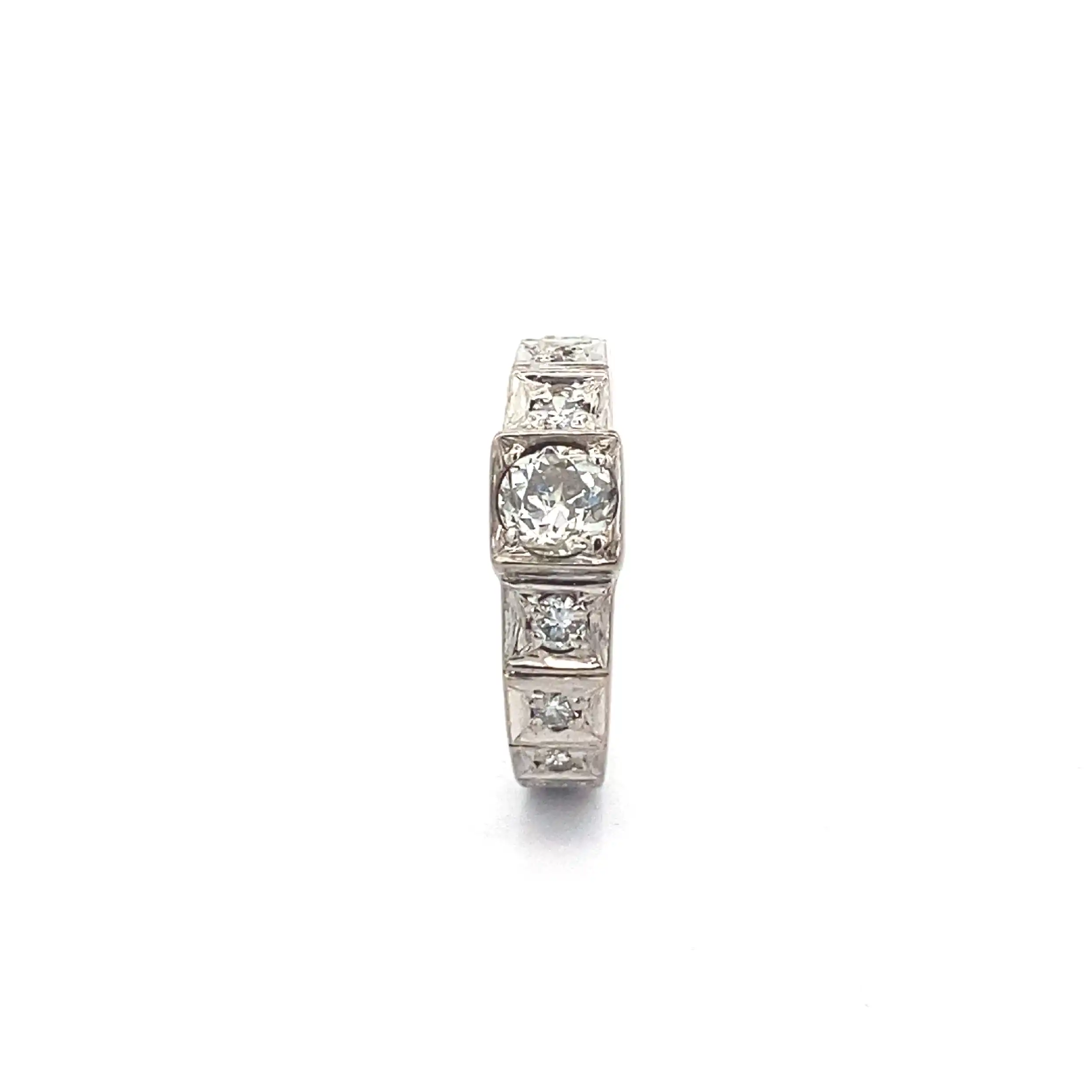 Ring Weißgold mit Altschliff Brillant, Brillanten und Diamanten