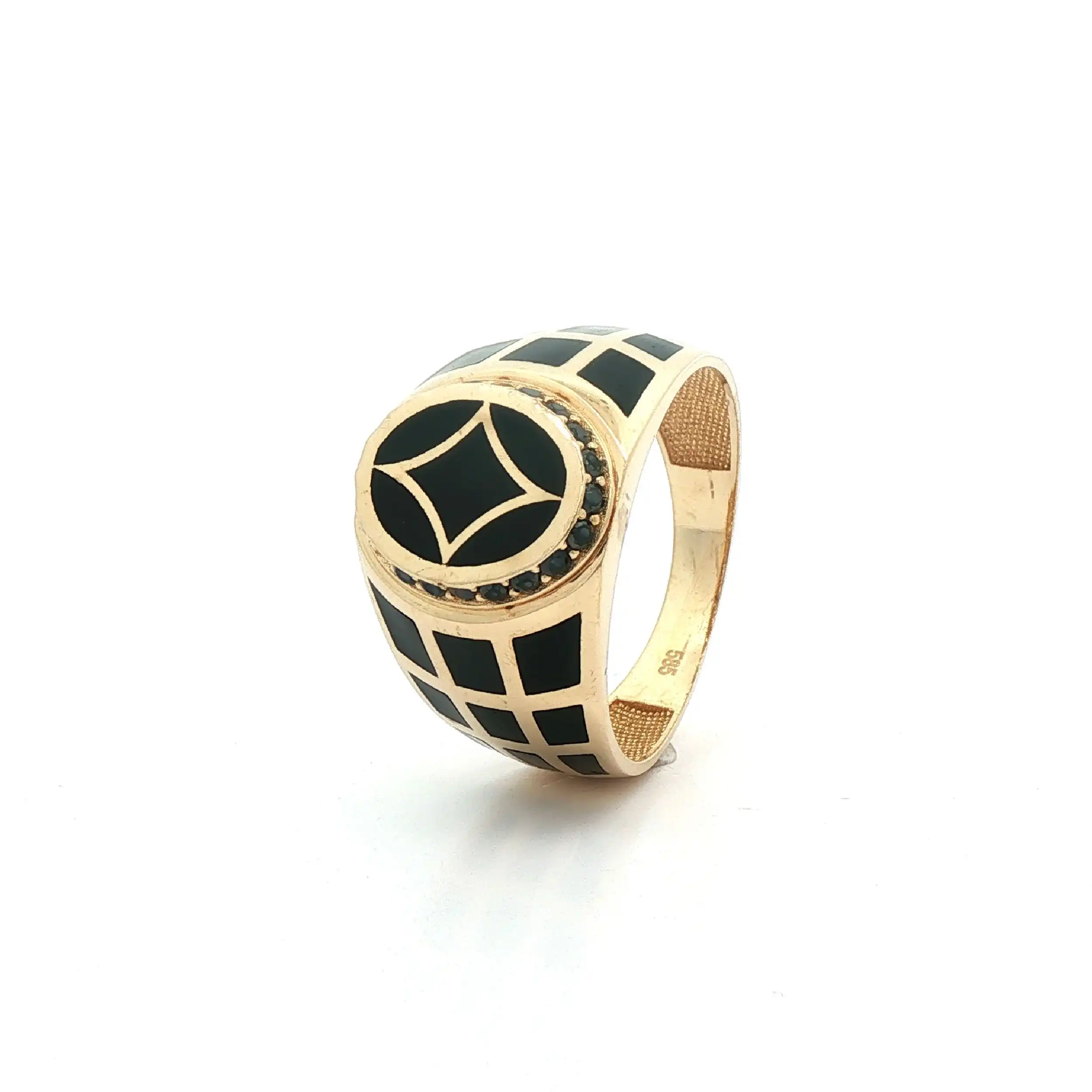 Herrenring Gelbgold mit schwarzer Emaille Herrenring Gelbgold mit schwarzer Emaille