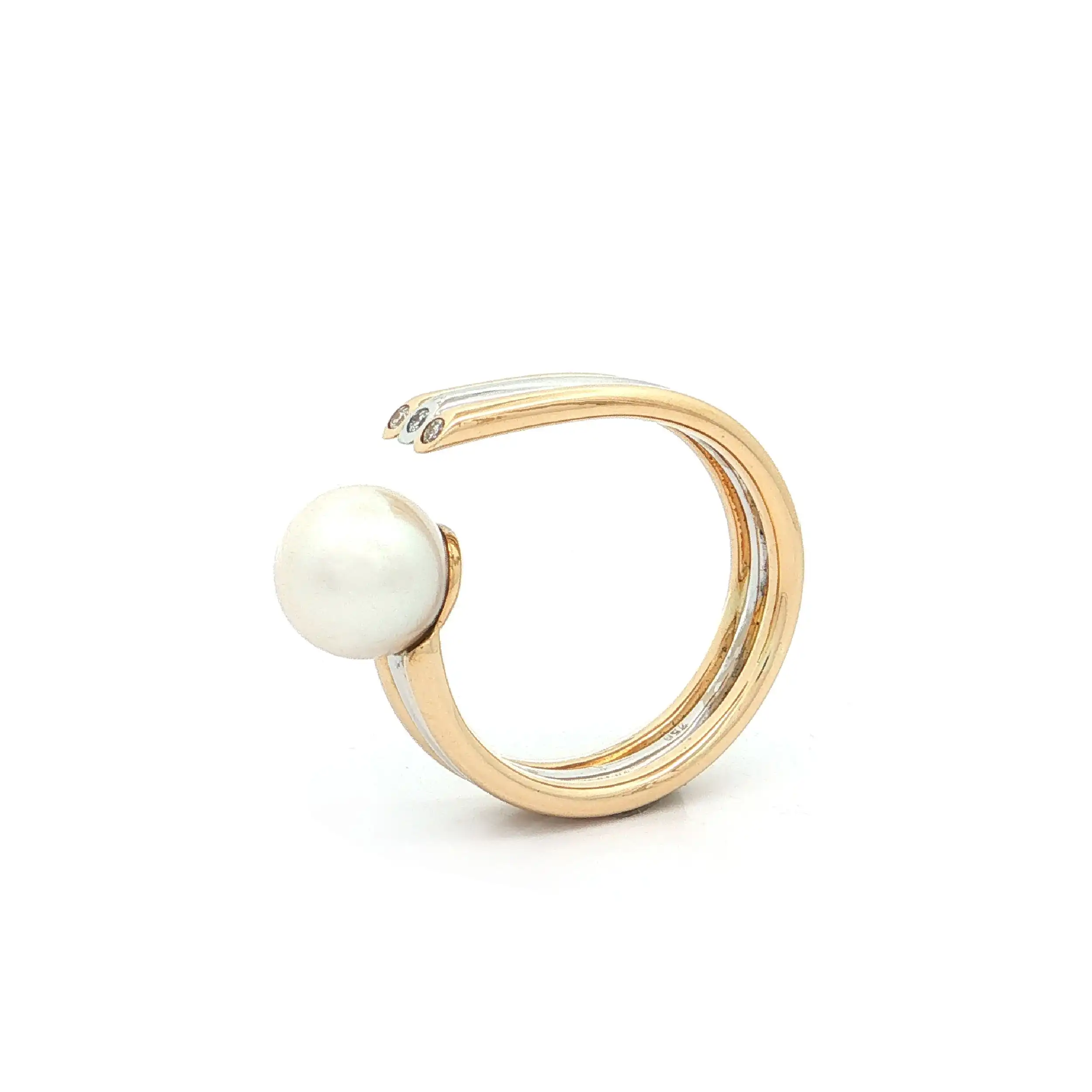 Ring Bicolor mit Perle und Brillanten