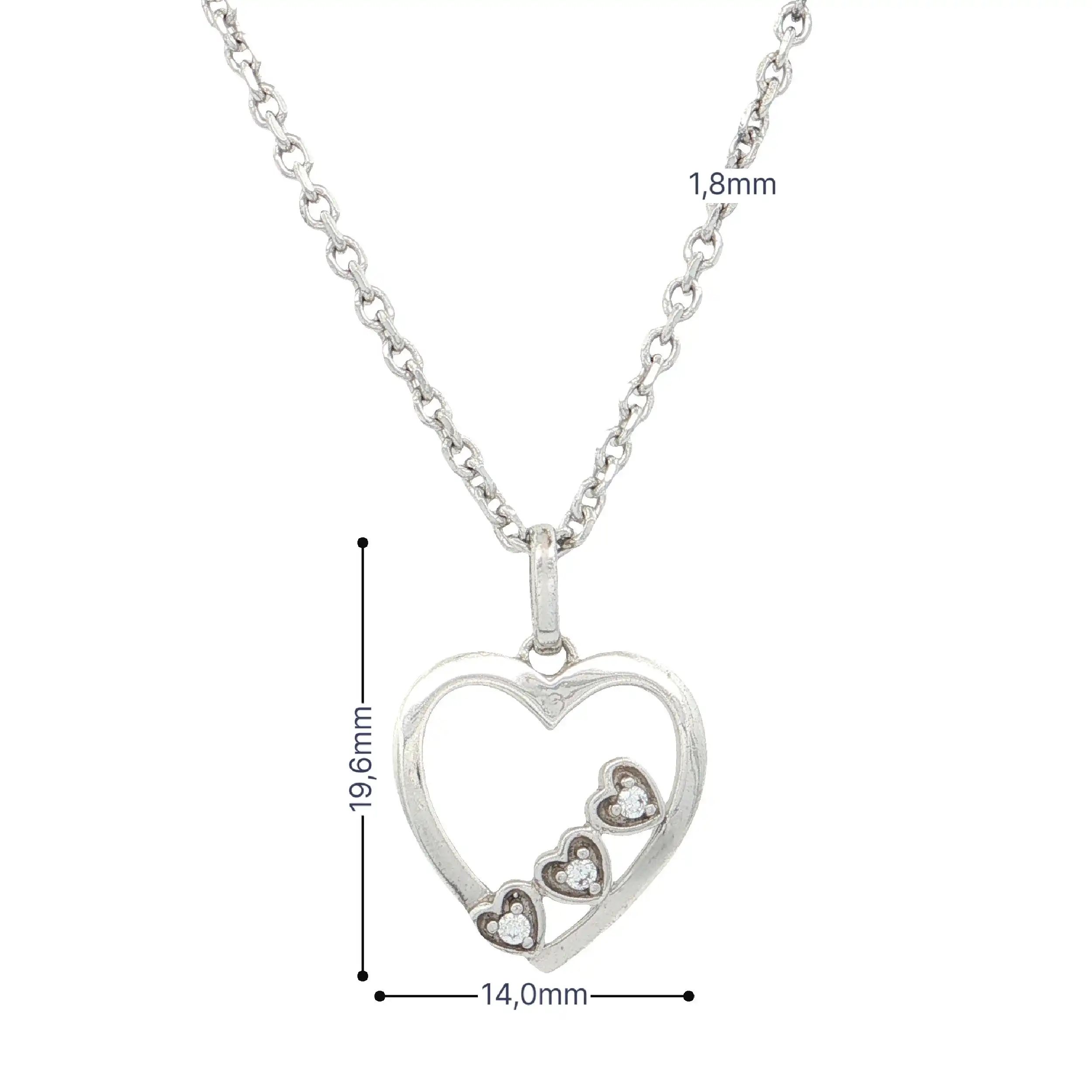 Kette Silber mit Herzanhänger mit Zirkonia Kette Silber mit Herzanhänger mit Zirkonia