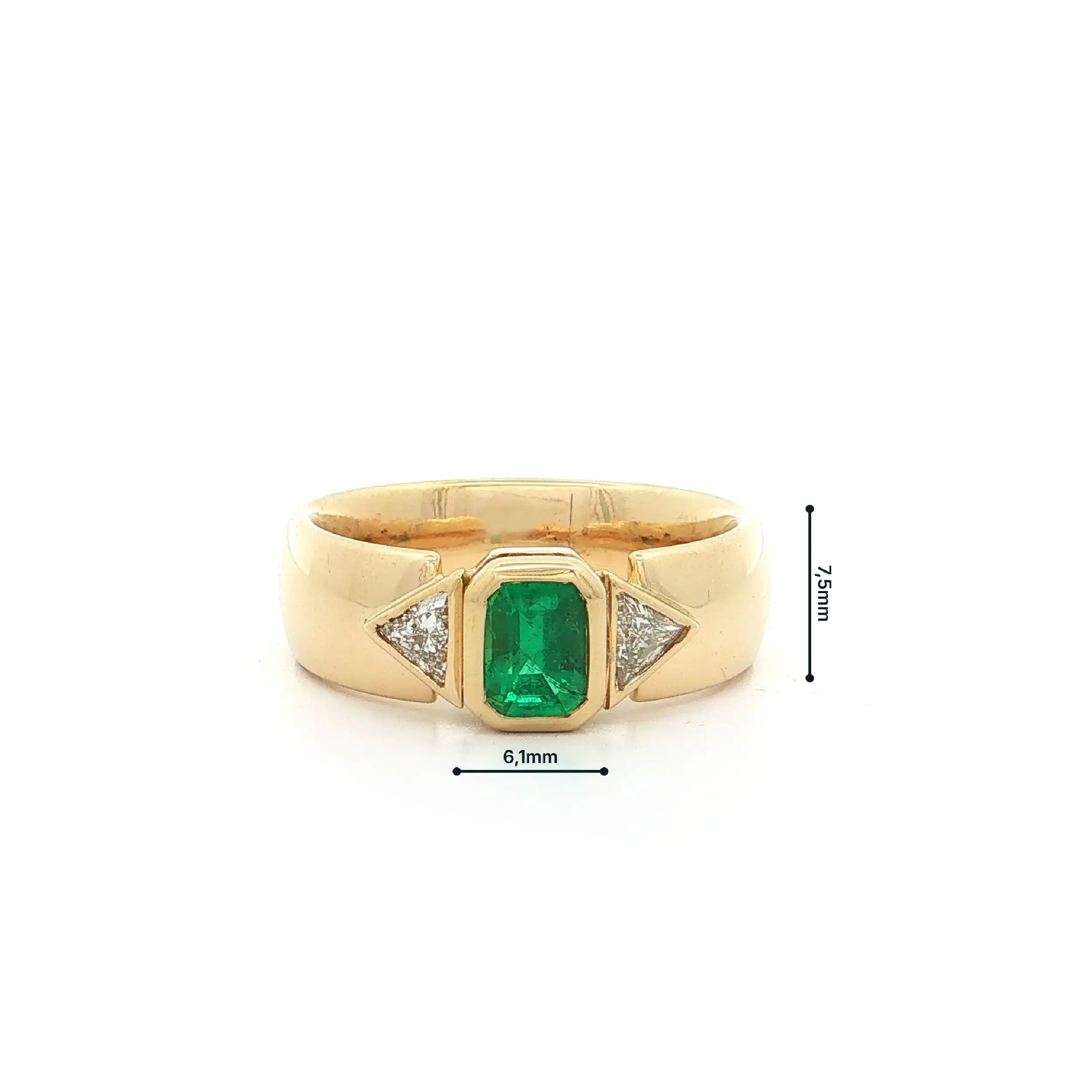 Ring Gelbgold mit Smaragd und Triangel Diamant