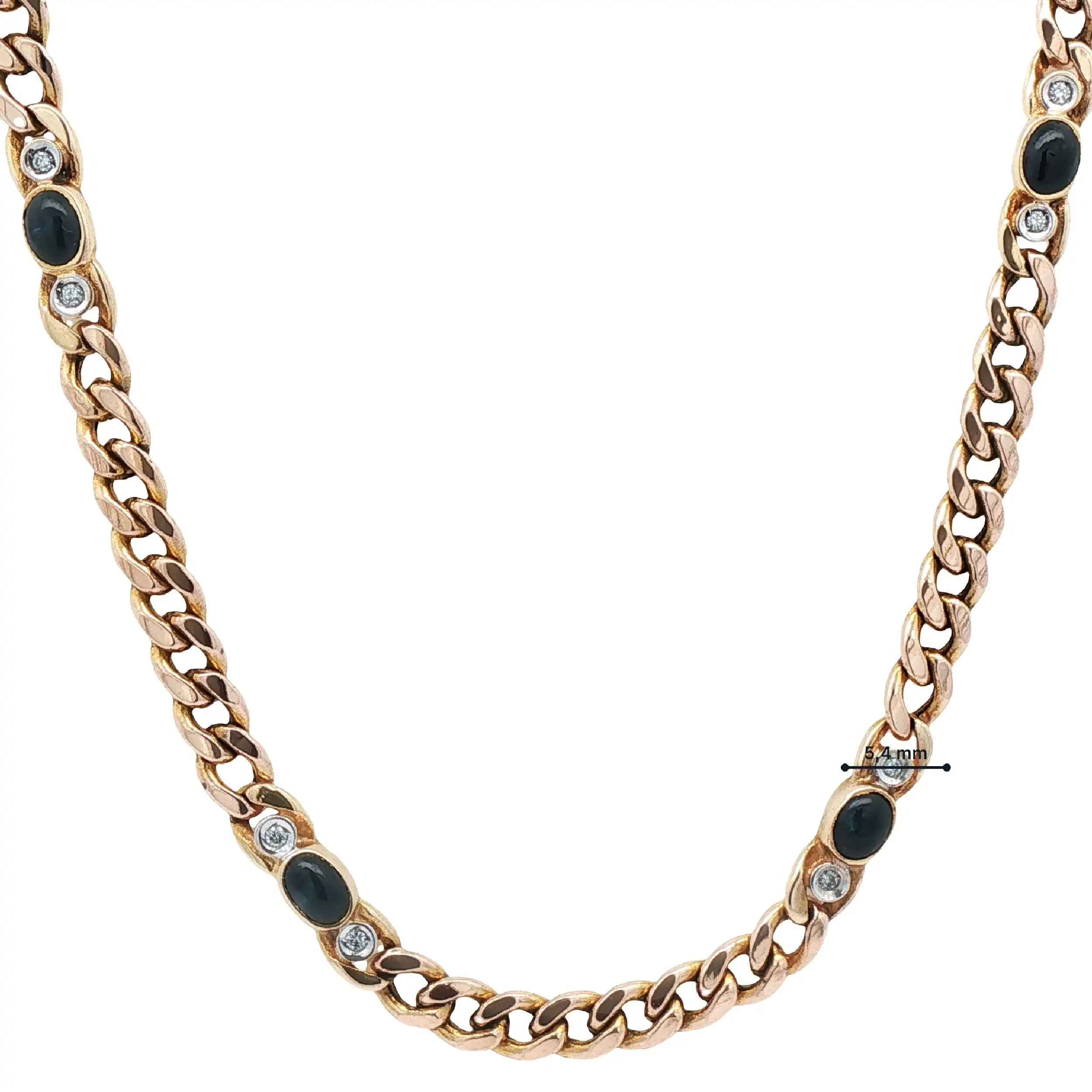 Panzerkette Gelbgold mit Saphiren und Brillanten