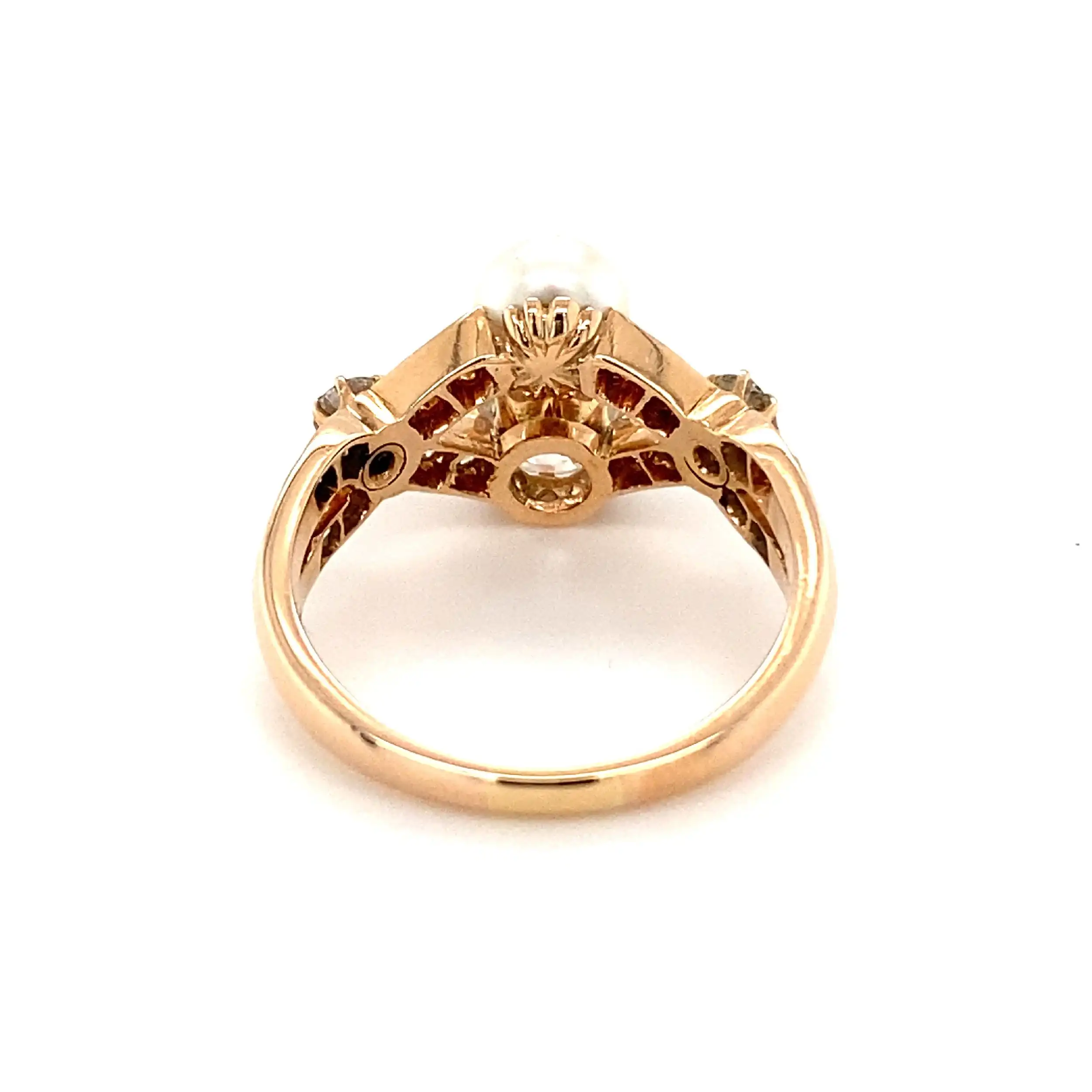 Ring Roségold mit Perle & Altschliff-Brillanten Ring Roségold mit Perle & Altschliff-Brillanten