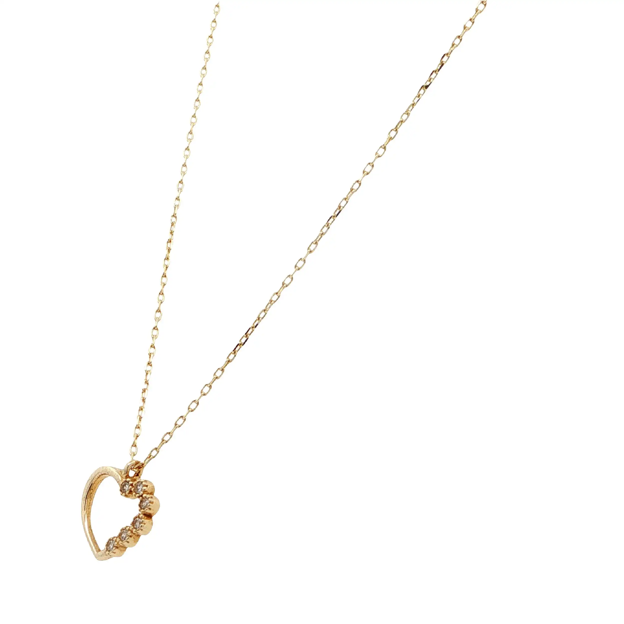 Ankerkette Gelbgold mit Herzanhänger & Zirkonia Ankerkette Gelbgold mit Herzanhänger & Zirkonia
