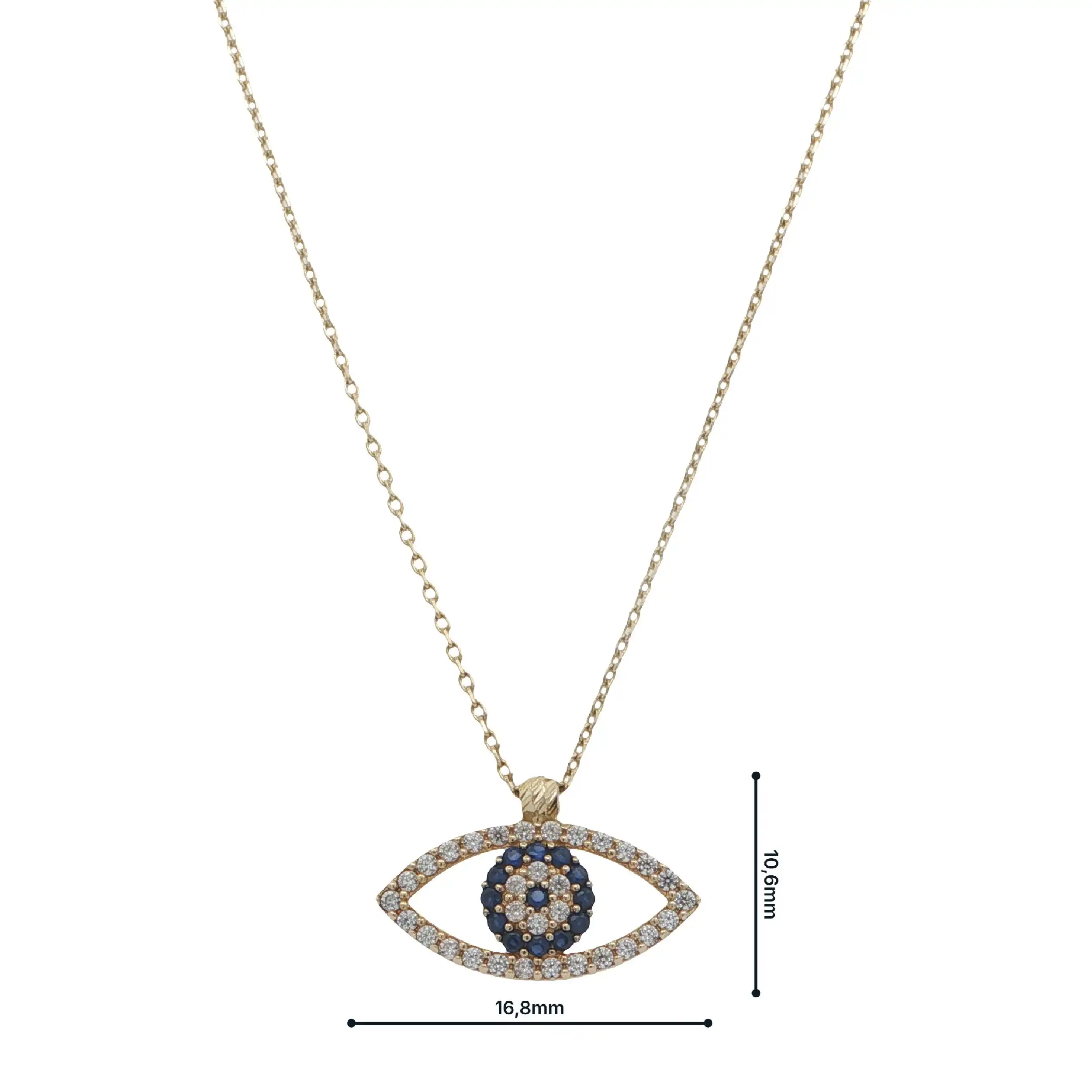 Ankerkette Gelbgold mit Anhänger Auge, Farbsteinen & Zirkonia