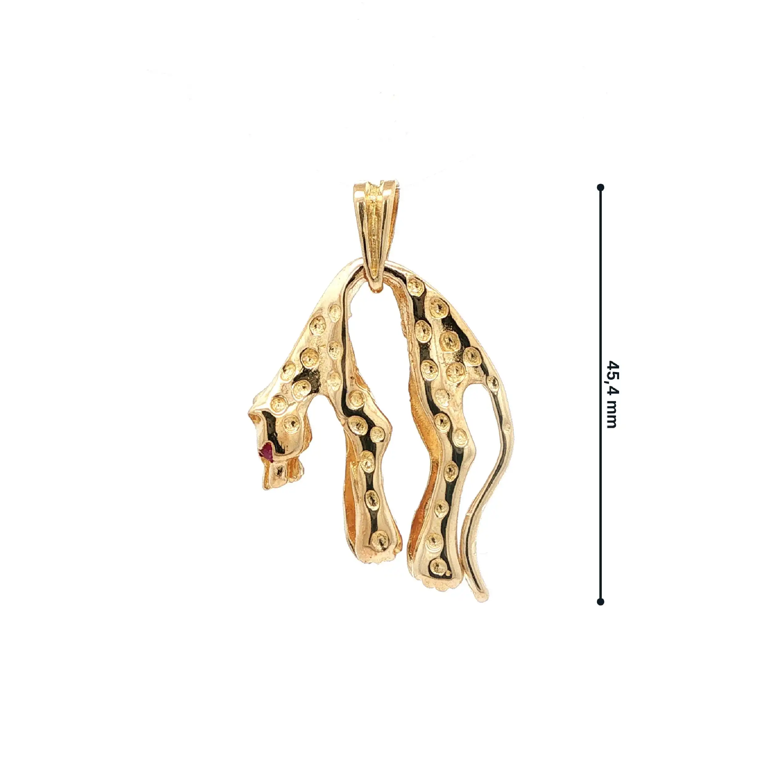 Anhänger Gelbgold Panther mit pinken Farbsteinen Anhänger Gelbgold Panther mit pinken Farbsteinen