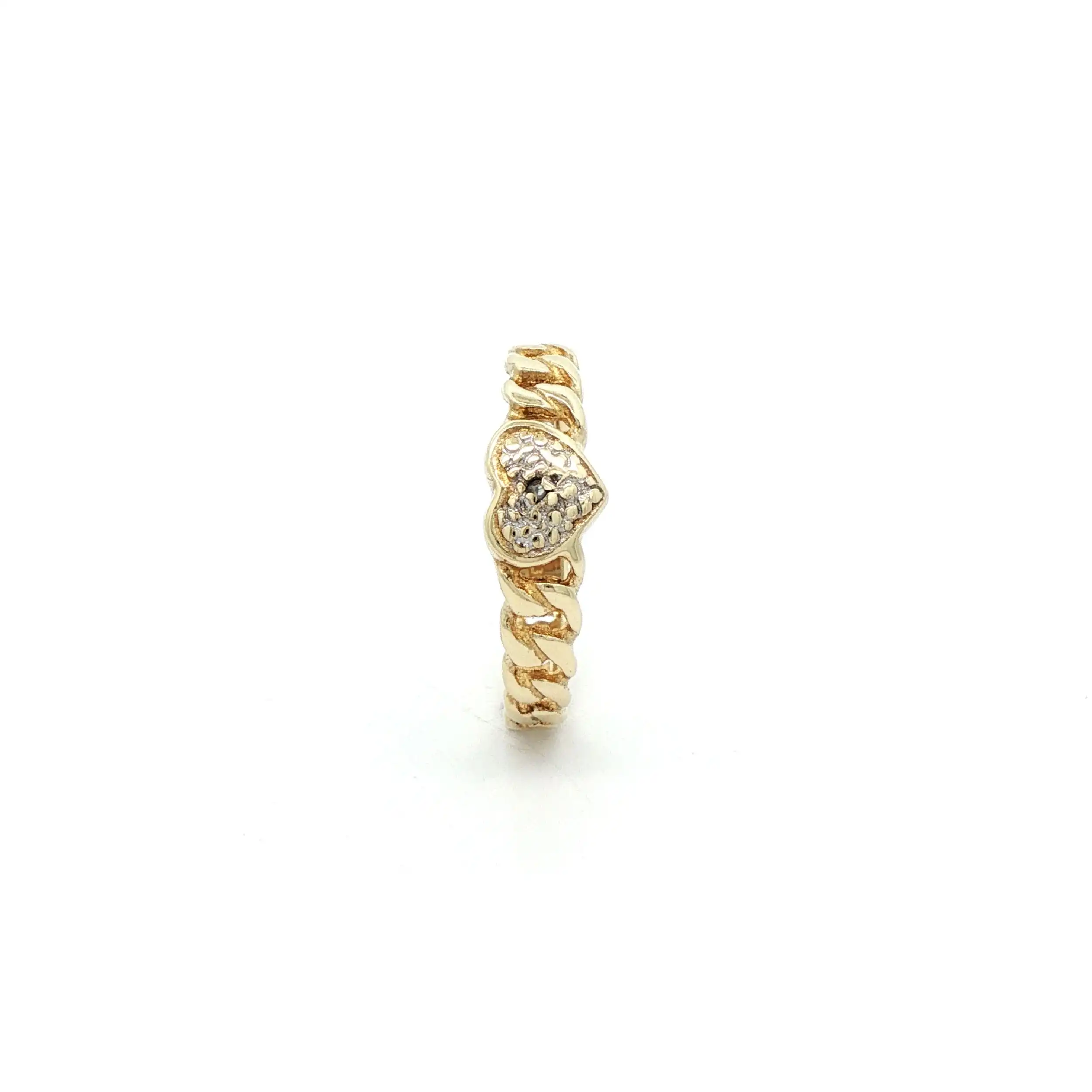 Ring Gelbgold Panzermuster "Herz" mit Diamantrose Ring Gelbgold Panzermuster "Herz" mit Diamantrose