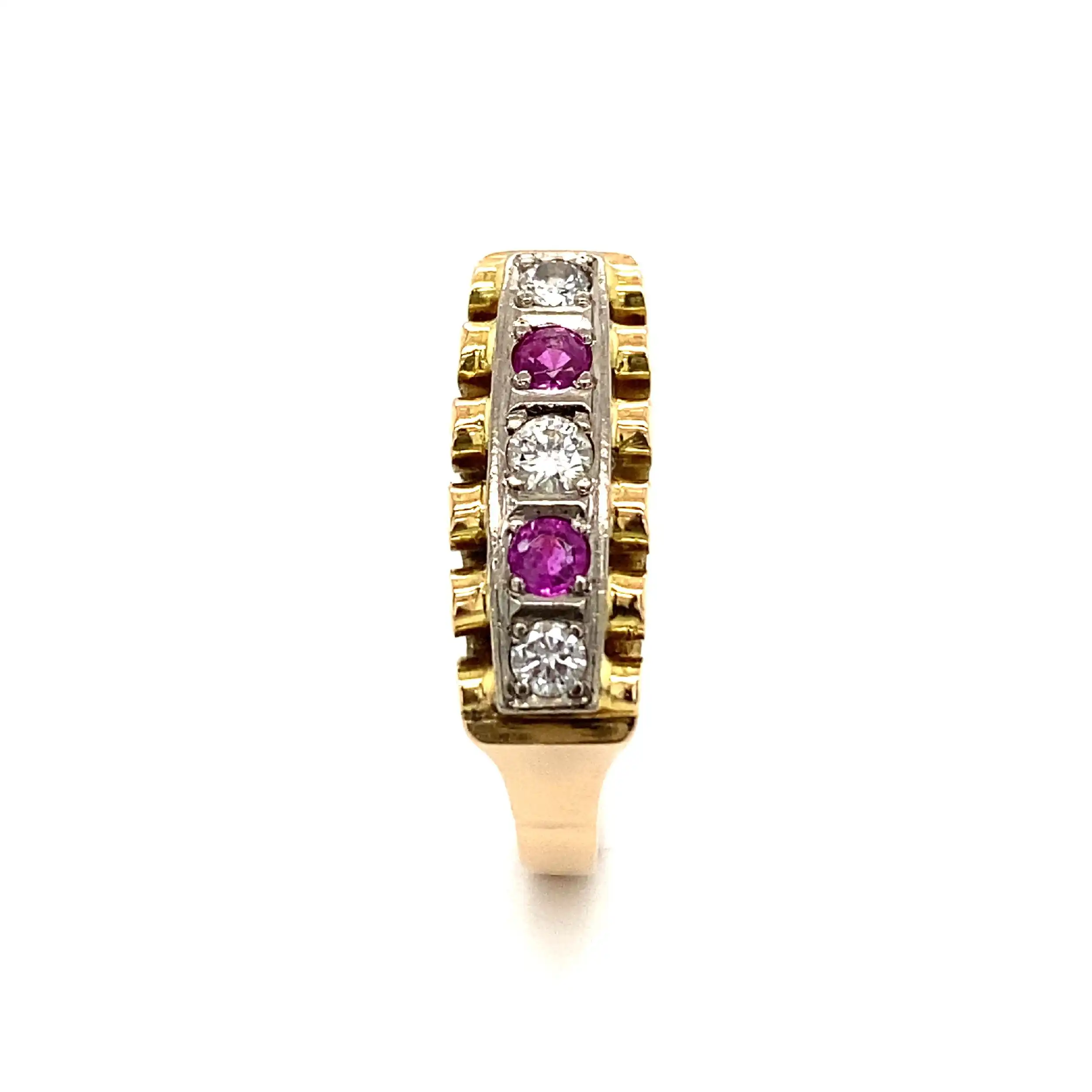 Ring Bicolor mit Rubinen & Brillanten