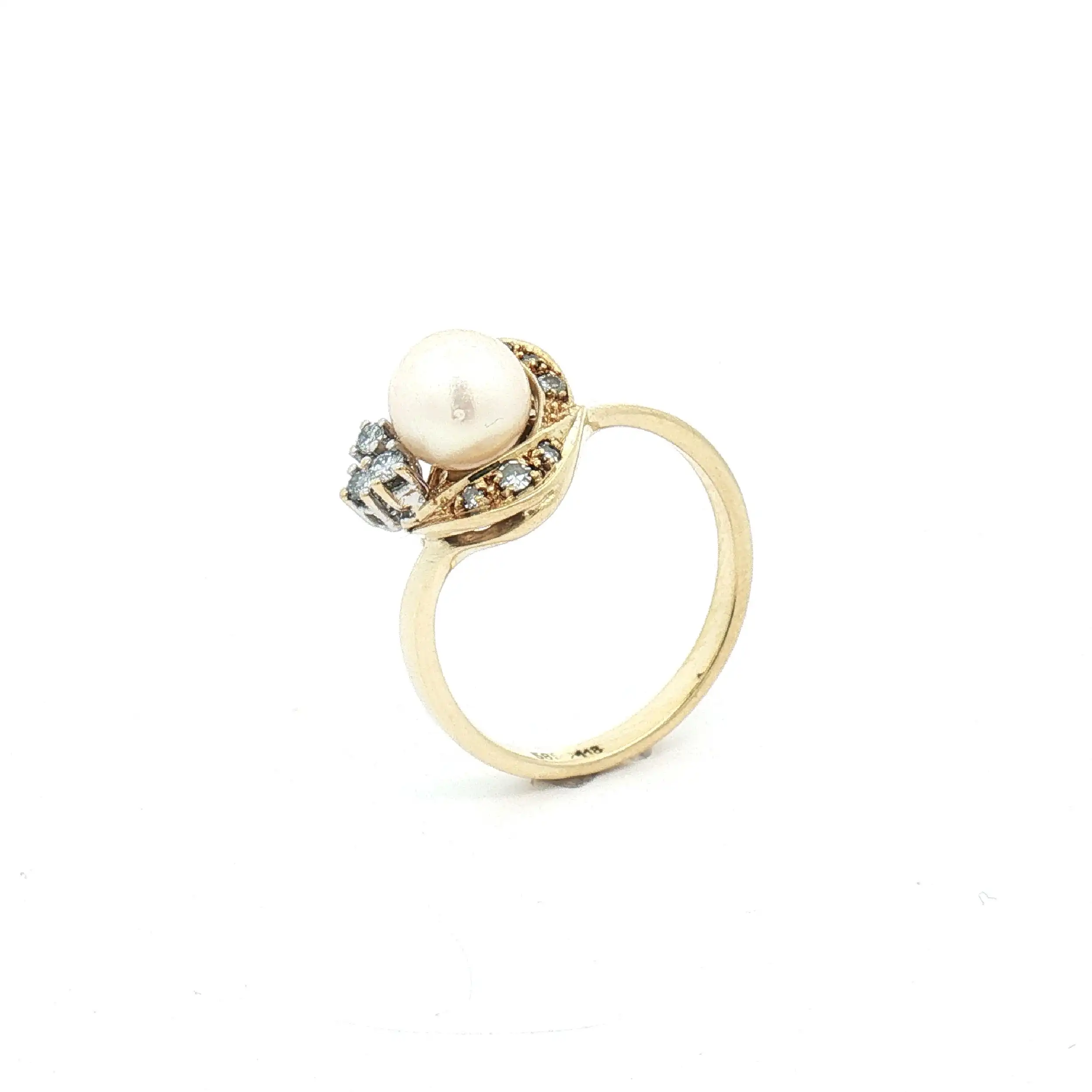 Ring Gelbgold mit Perle und Brillanten