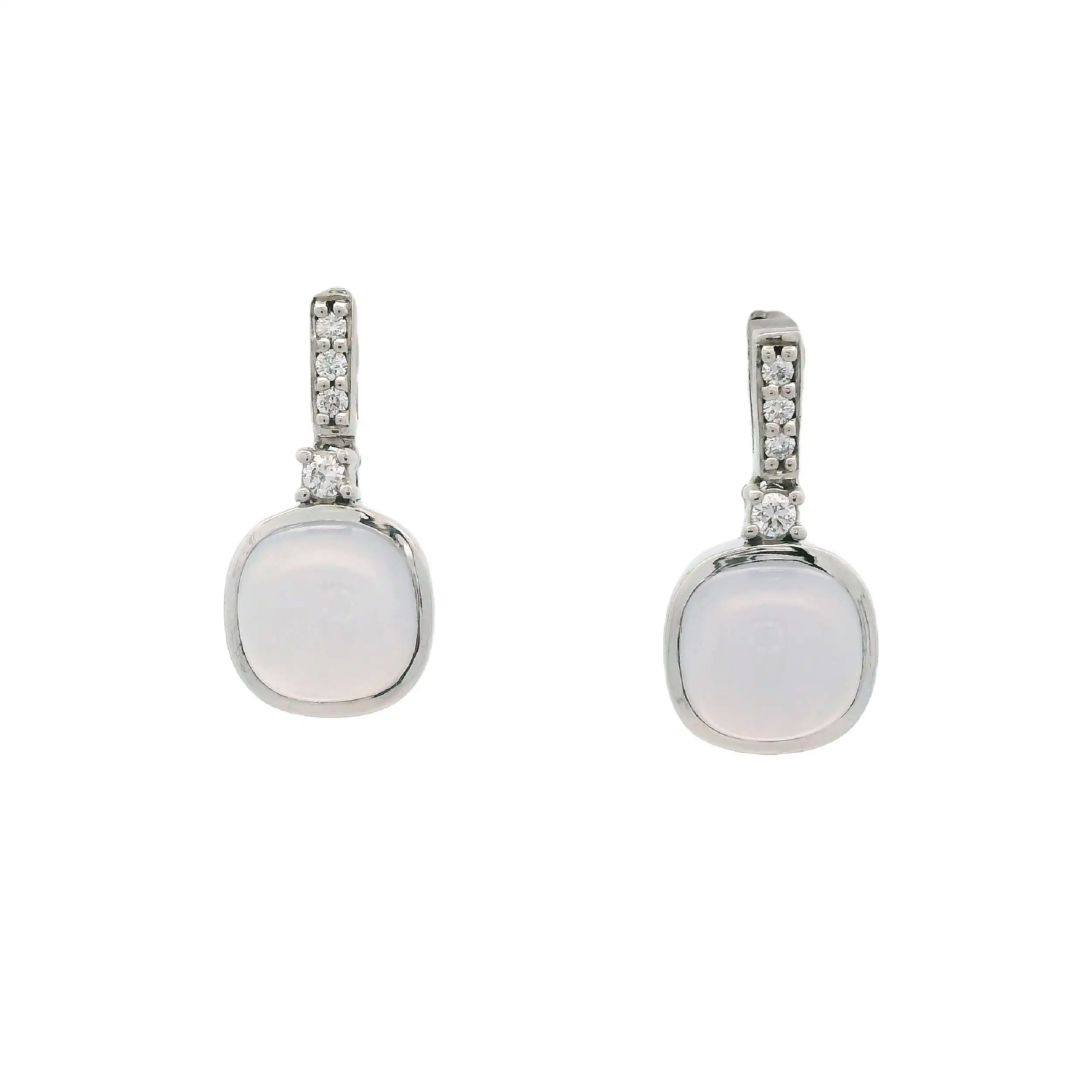 Ohrstecker Weißgold mit Brillanten und Chalcedon Cabochon Ohrstecker Weißgold mit Brillanten und Chalcedon Cabochon