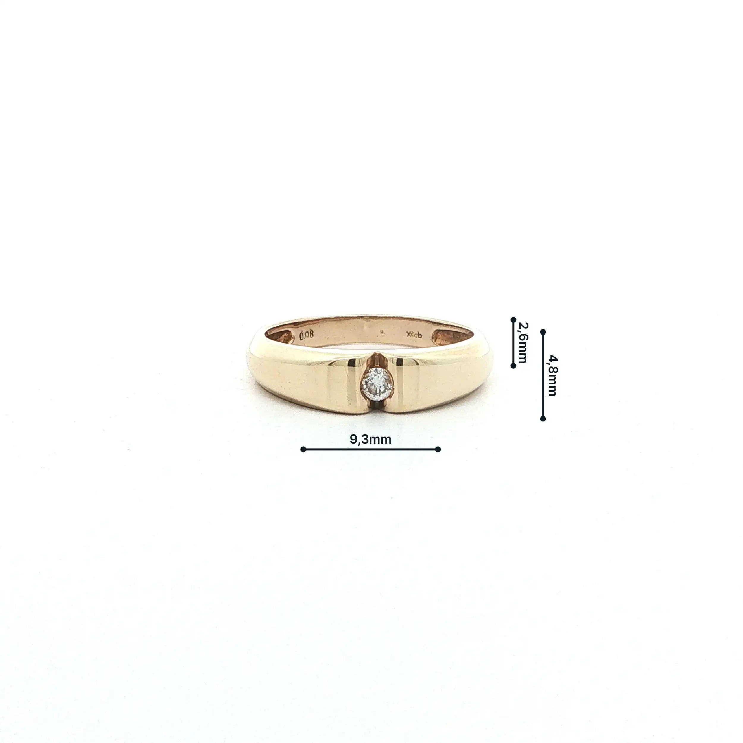 Ring Gelbgold mit Brillant, graviert mit 0,08ct.