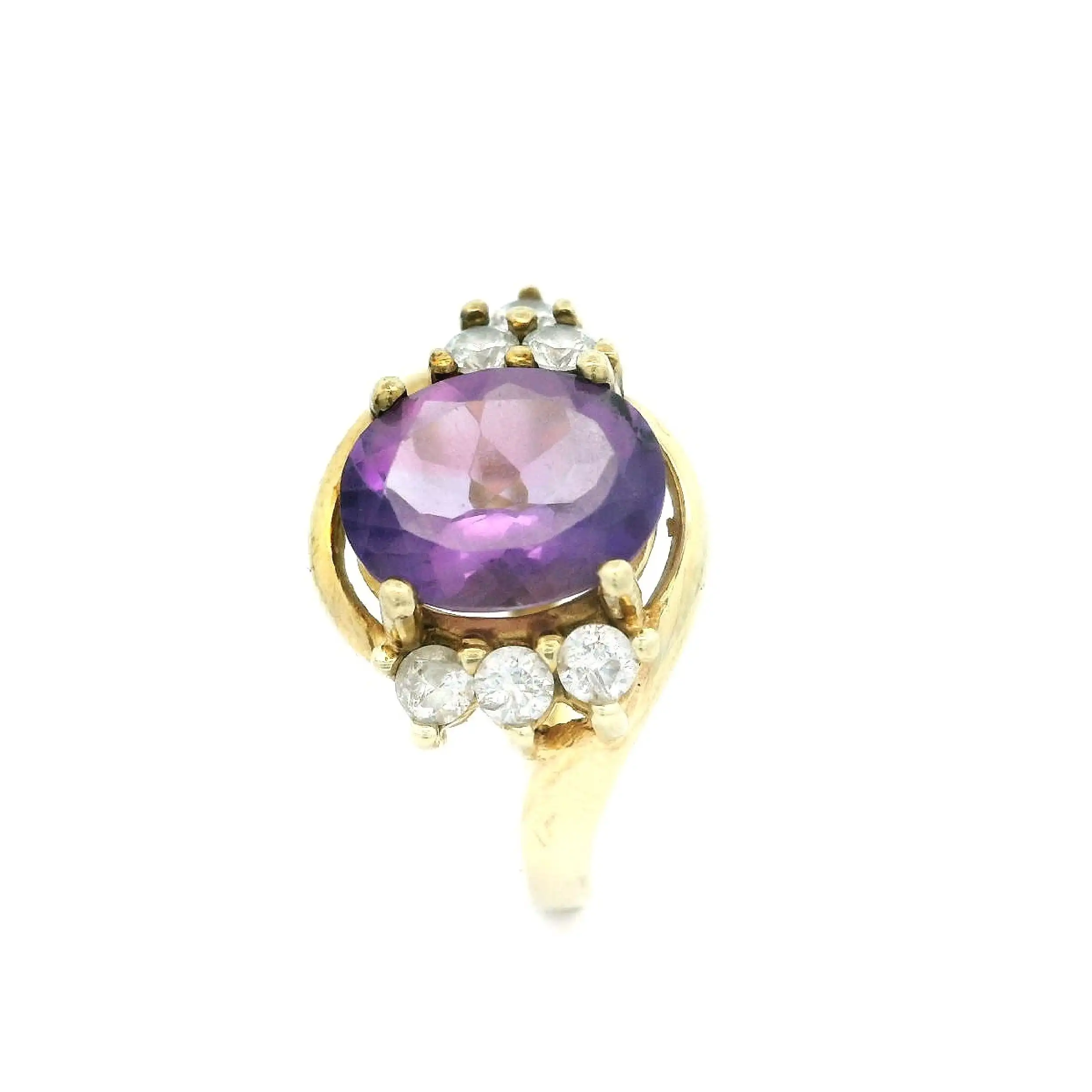 Ring Gelbgold mit Zirkonia und lila Farbstein Ring Gelbgold mit Zirkonia und lila Farbstein