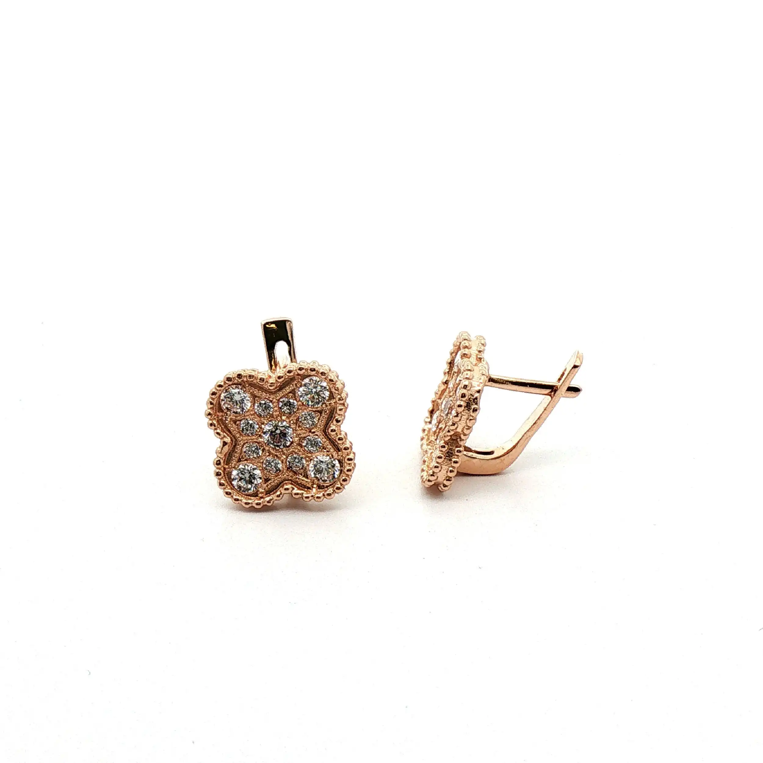 Ohrringe Rosegold Kleeblatt mit Zirkonia