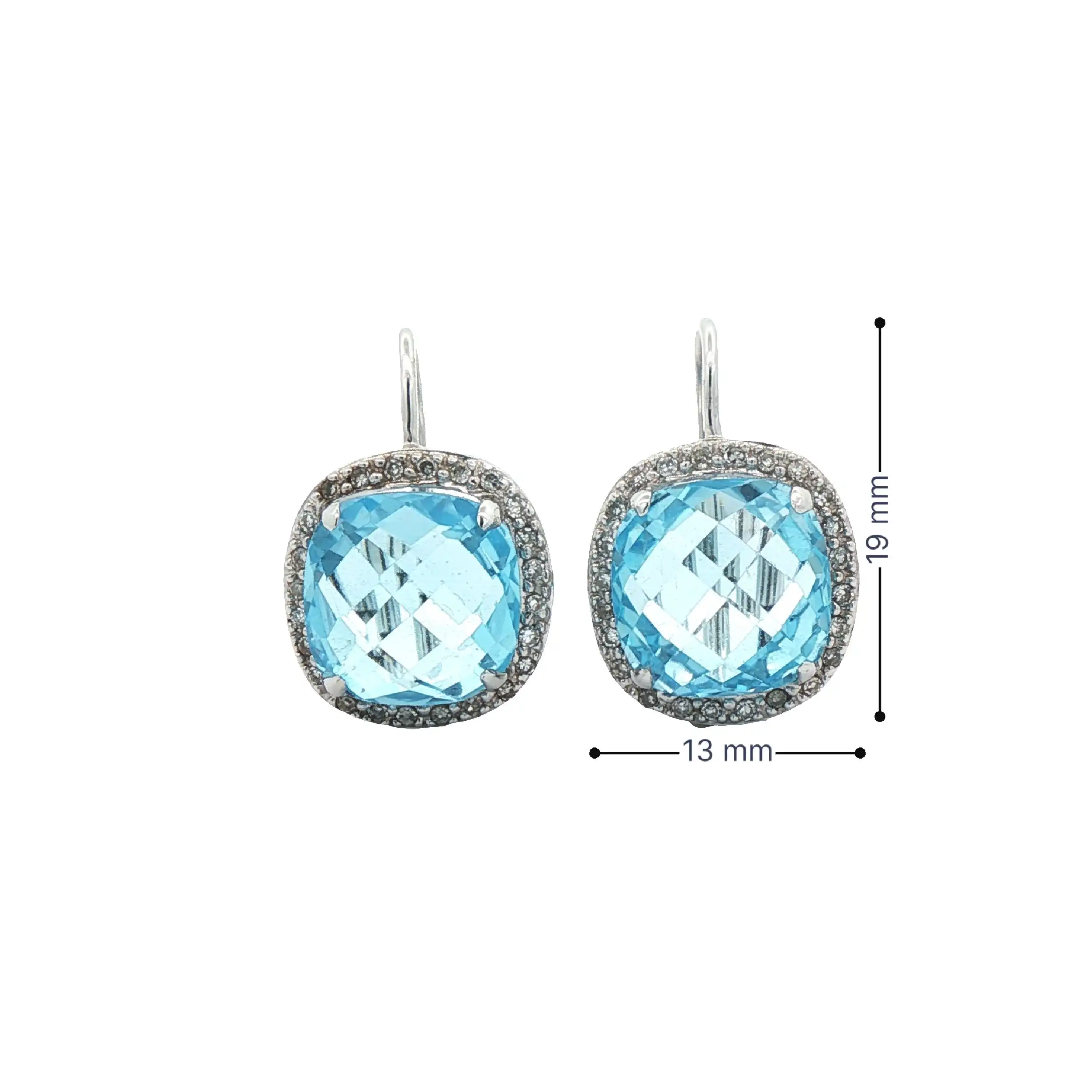 Ohrstecker Weißgold mit Blau Topas und Diamanten Ohrstecker Weißgold mit Blau Topas und Diamanten