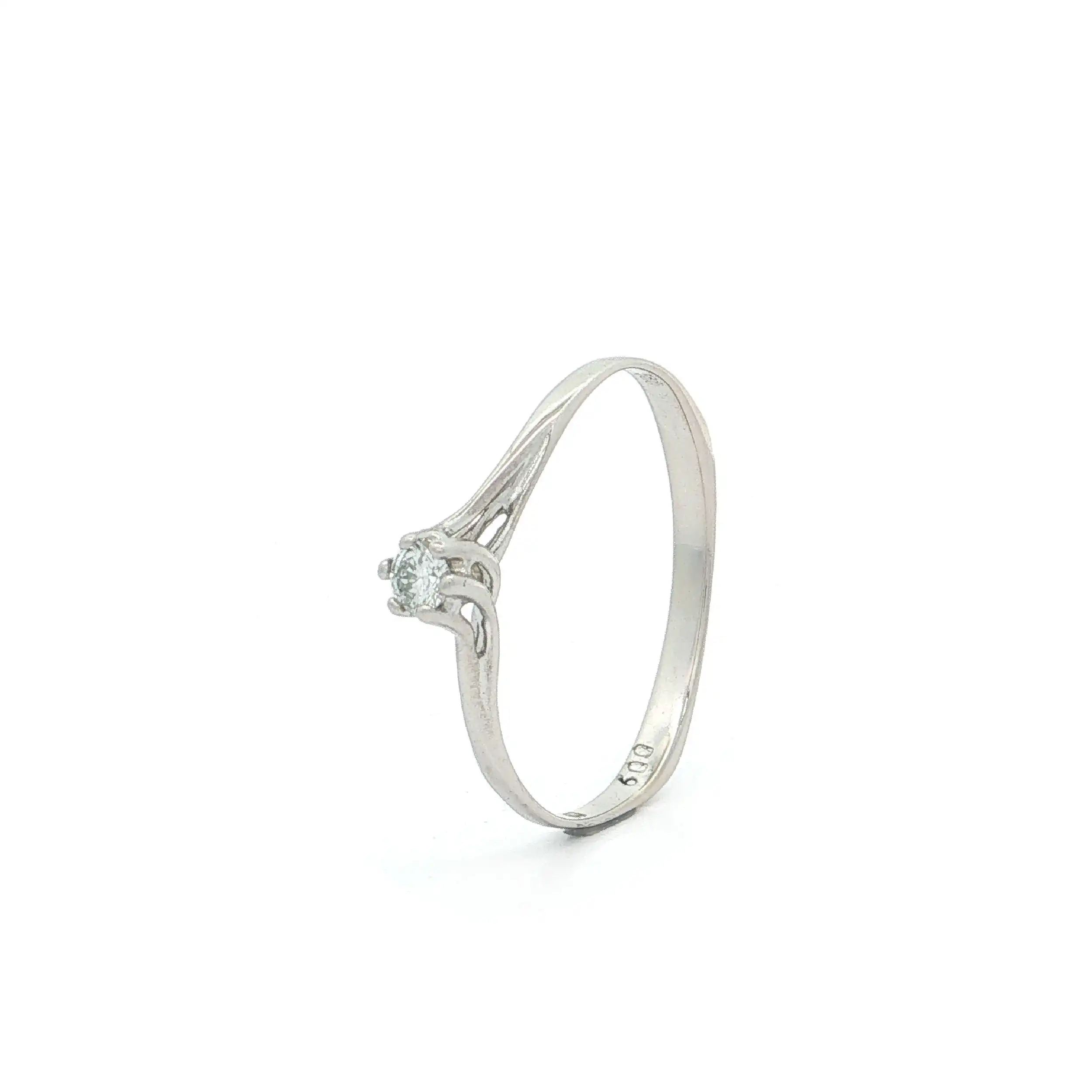 Ring Weißgold mit Brillant, graviert mit 0,09ct