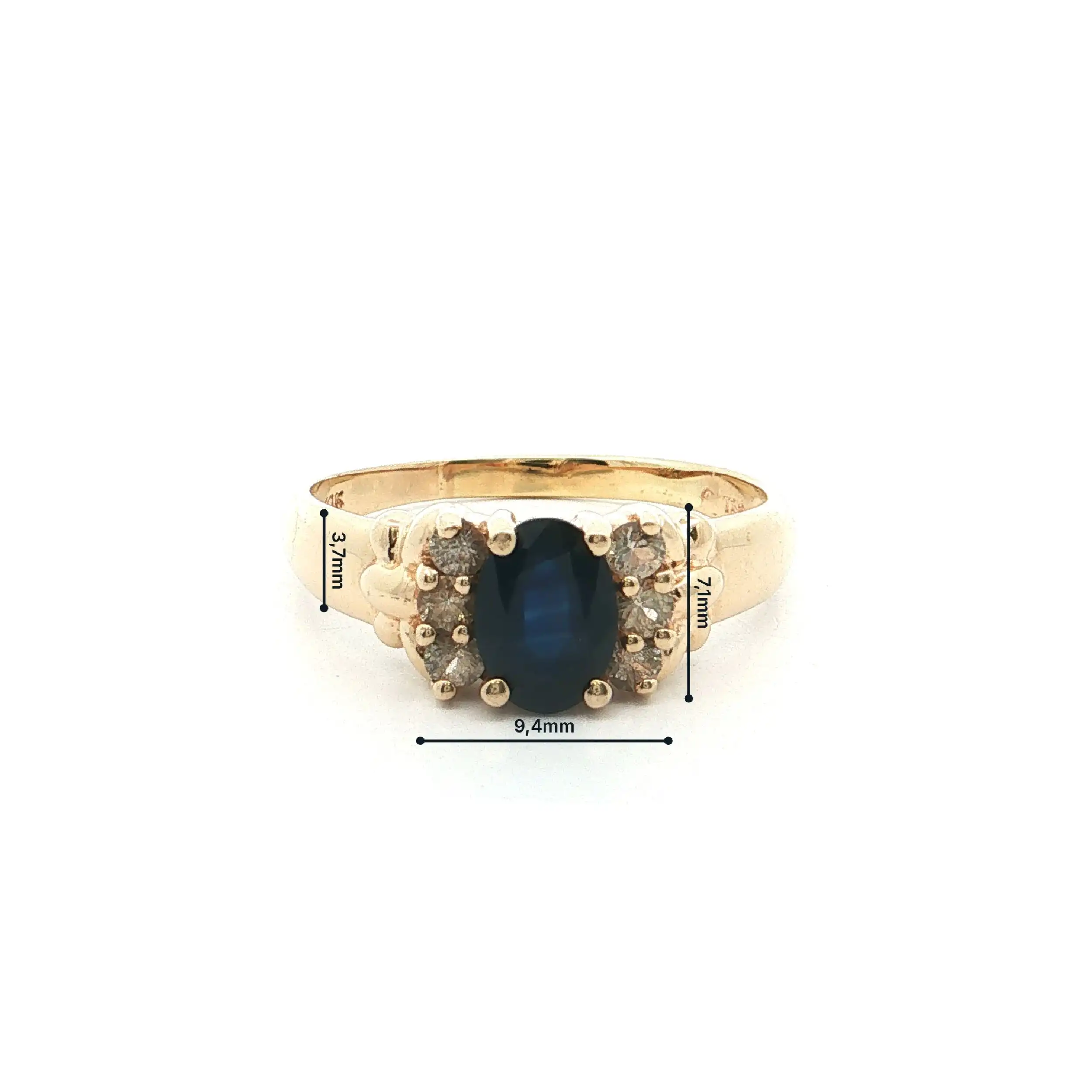 Ring Gelbgold mit weißen und blauen Saphiren