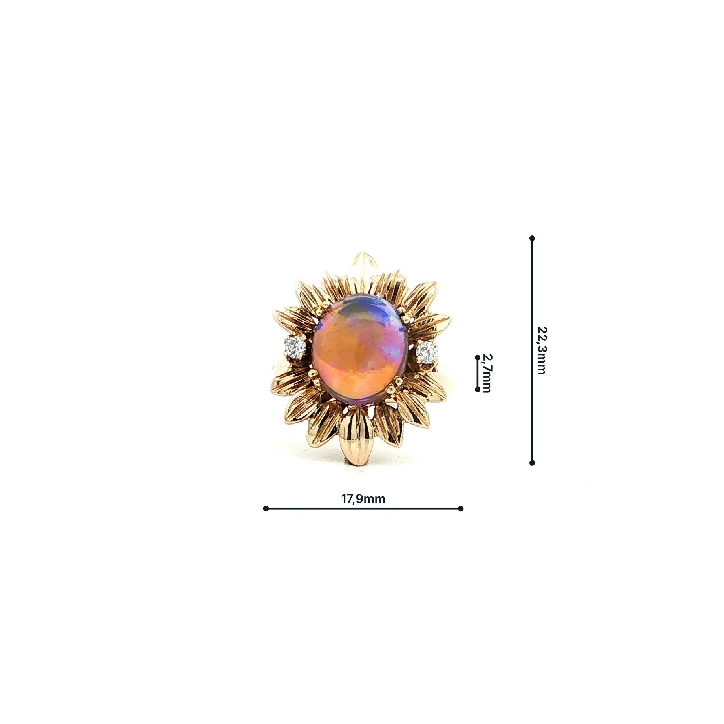 Ring Gelbgold mit Regenbogen-Mondstein & Zirkonia