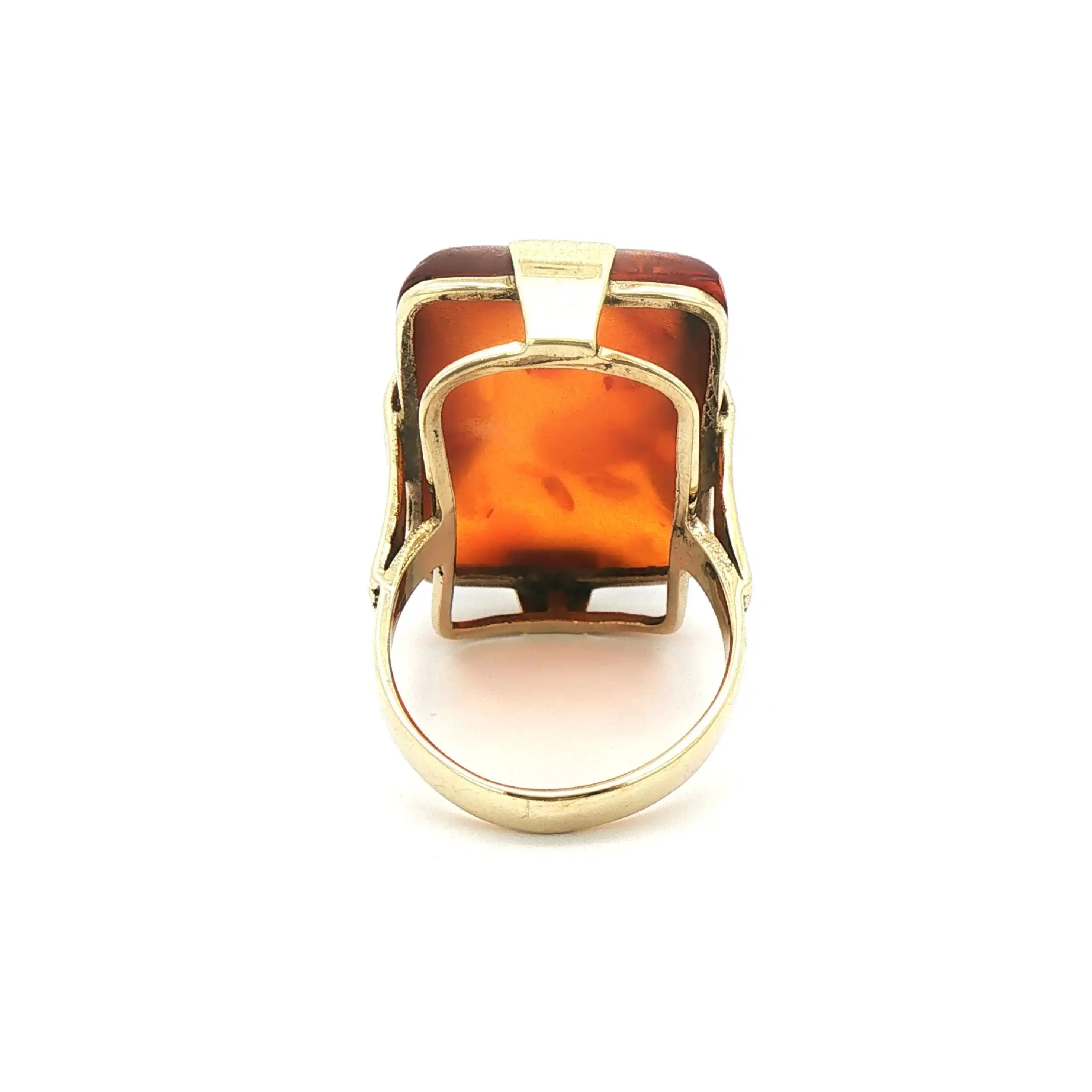 RIng Gelbgold mit Bernstein