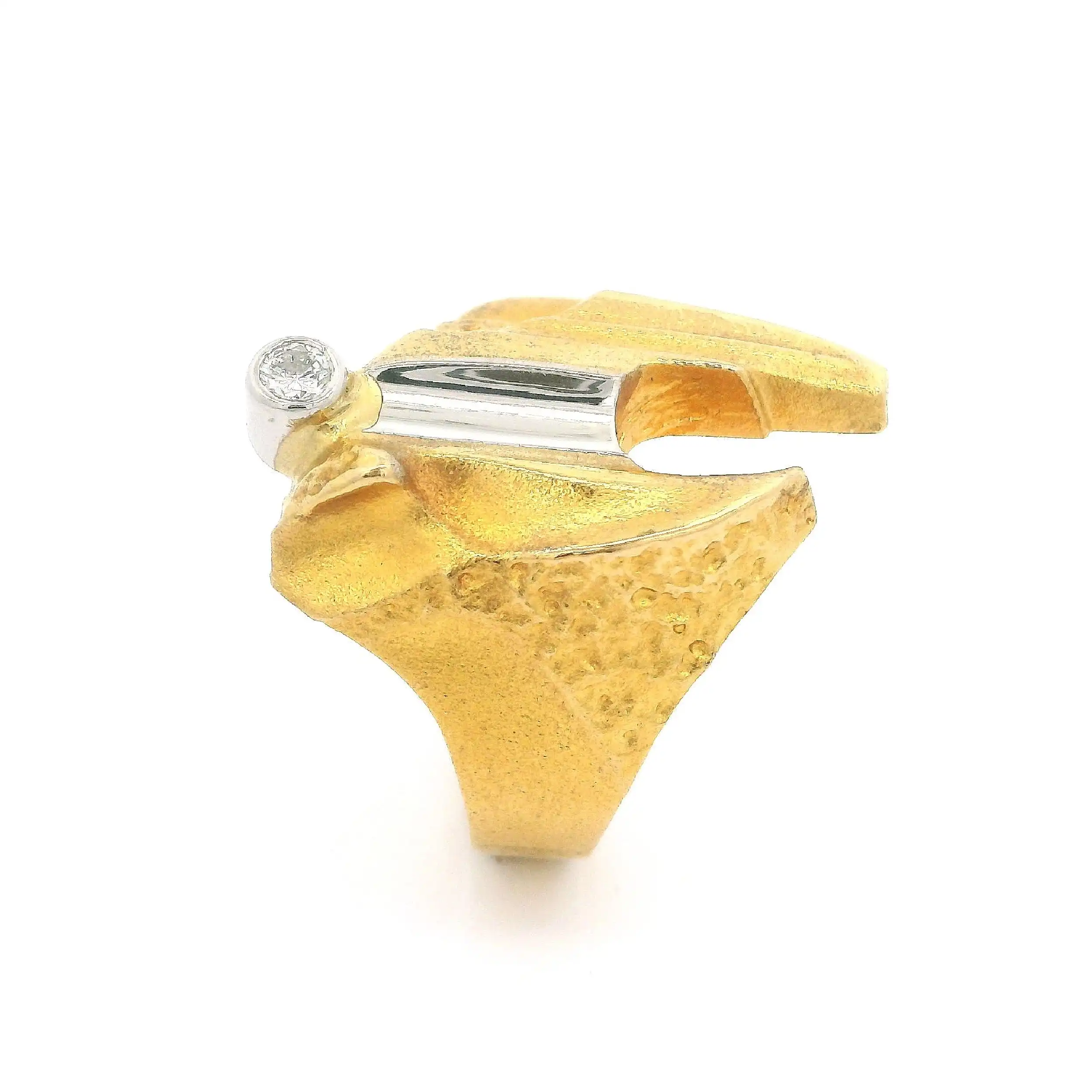 Ring Bicolor Lapponia Björn Weckström 1994 R8 mit Brillant Solitär, graviert mit 0,08ct