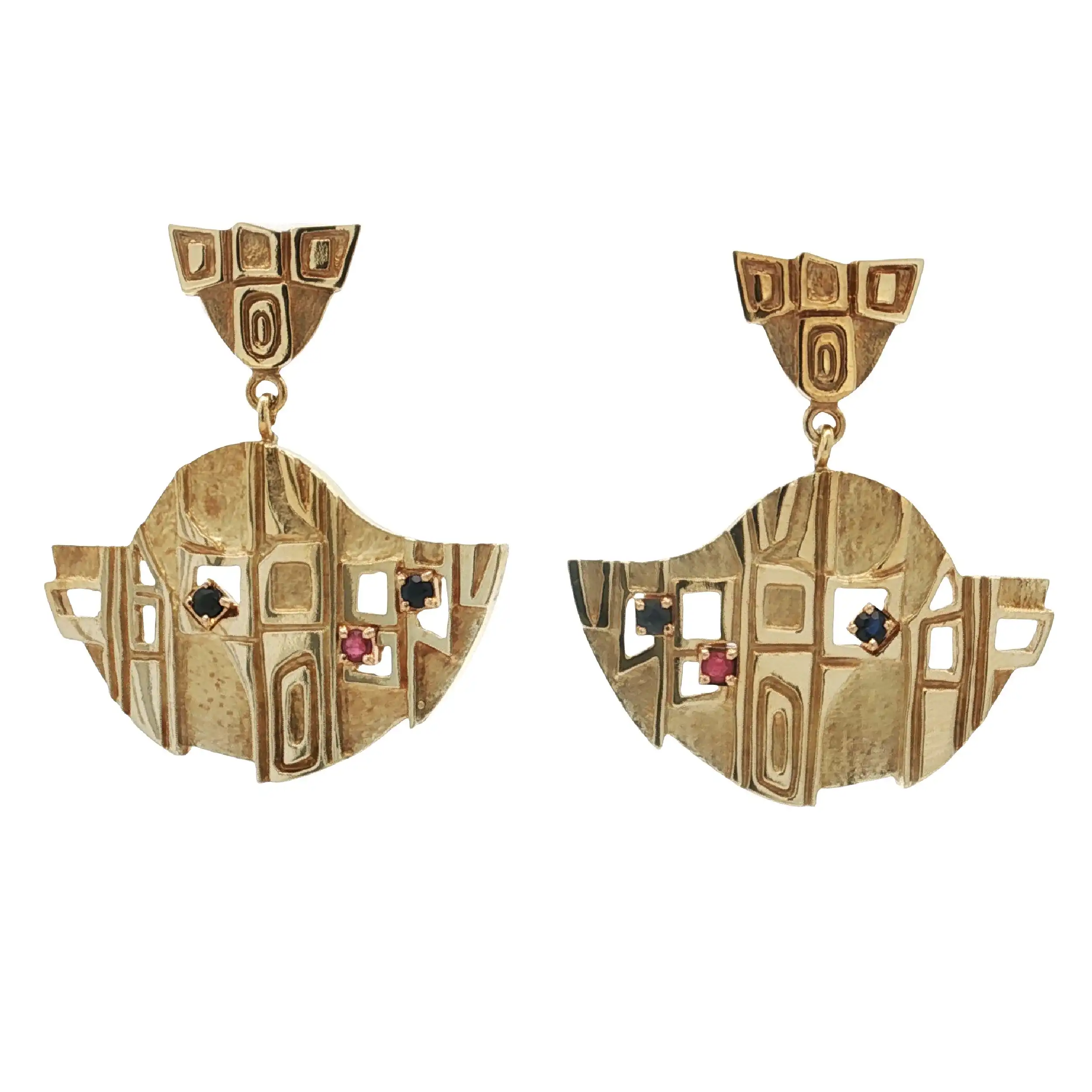 Ohrstecker Gelbgold mit Saphire & Rubin Ohrstecker Gelbgold mit Saphire & Rubin