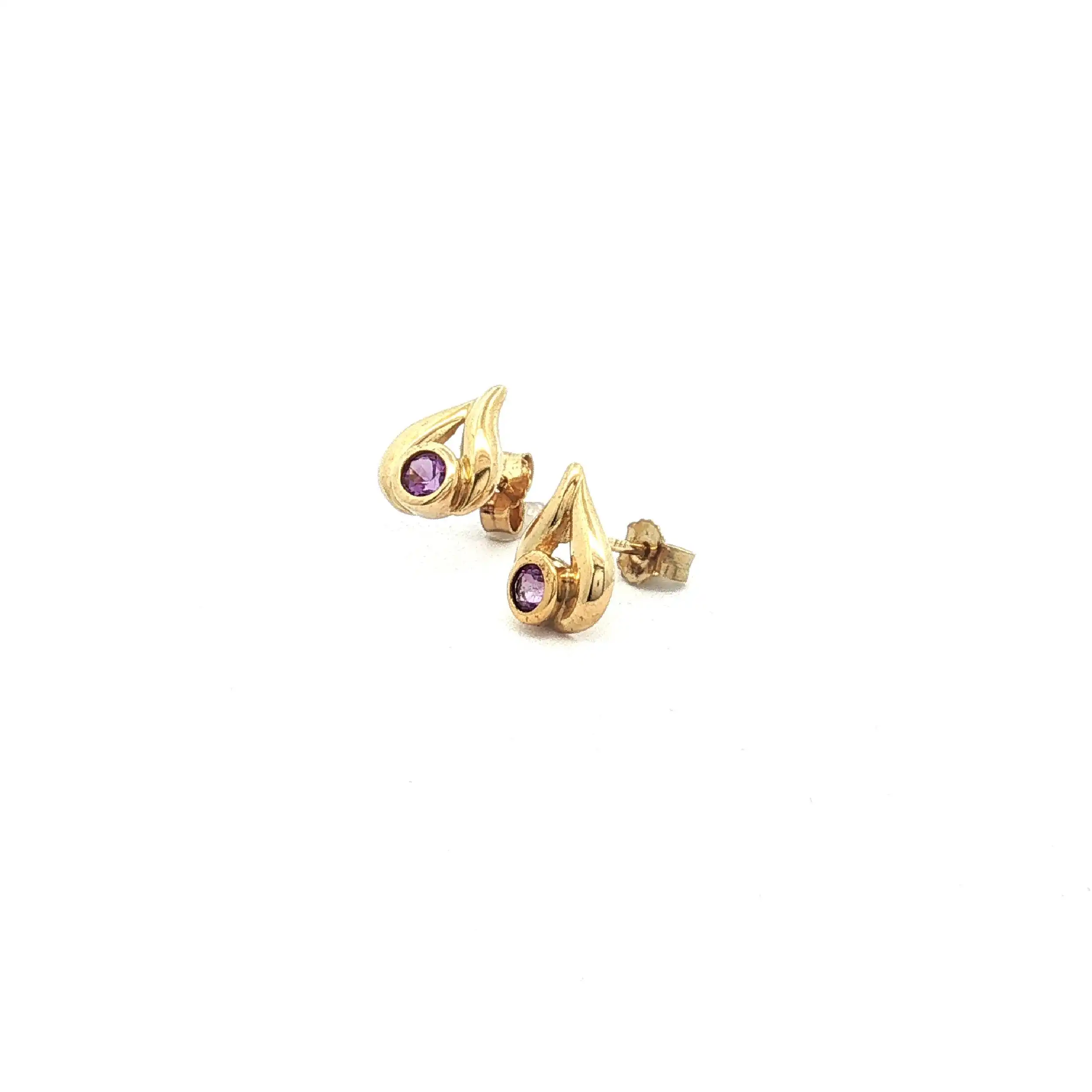 Paar Ohrstecker Gelbgold mit Amethyst