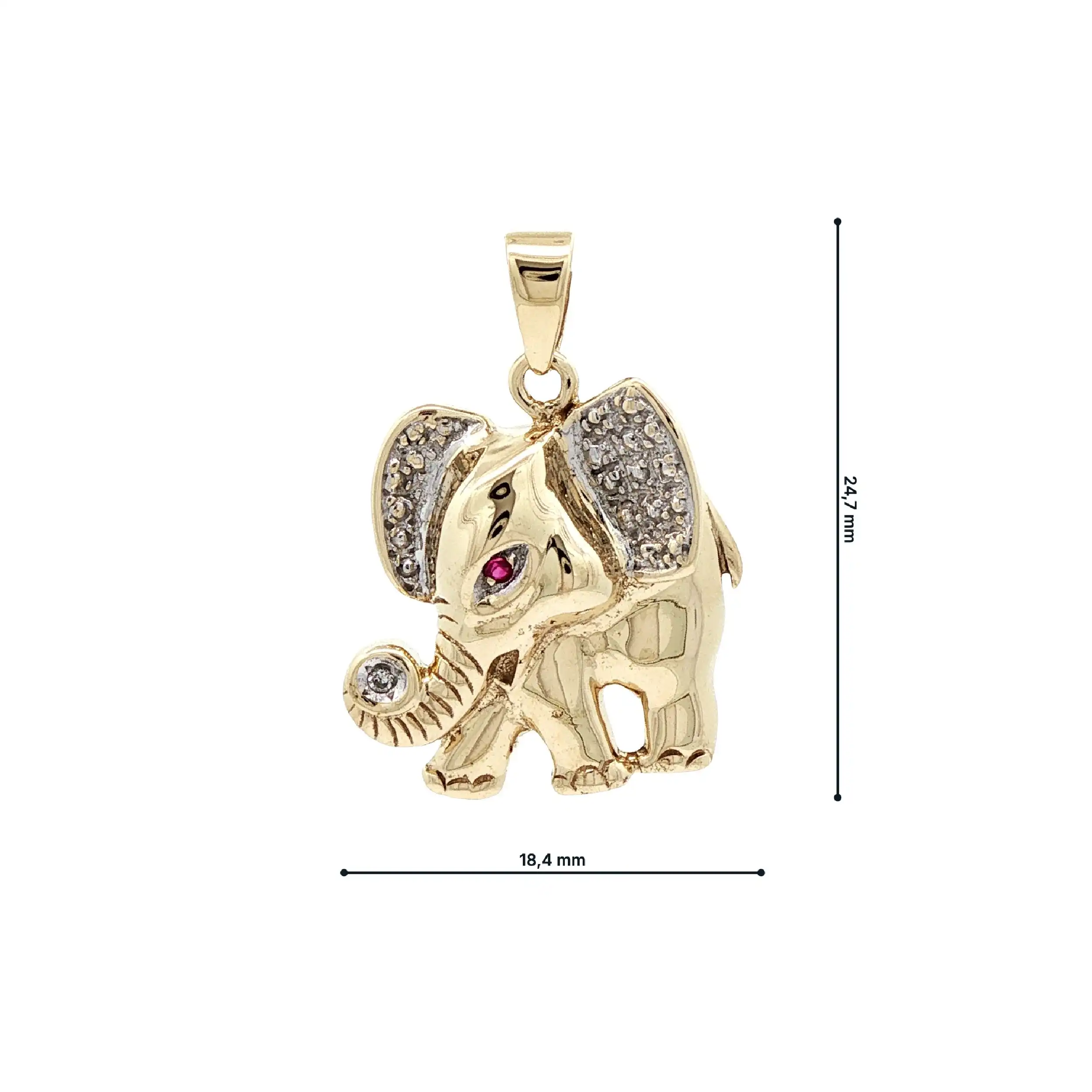 Anhänger Elefant mit Farbstein und Diamant