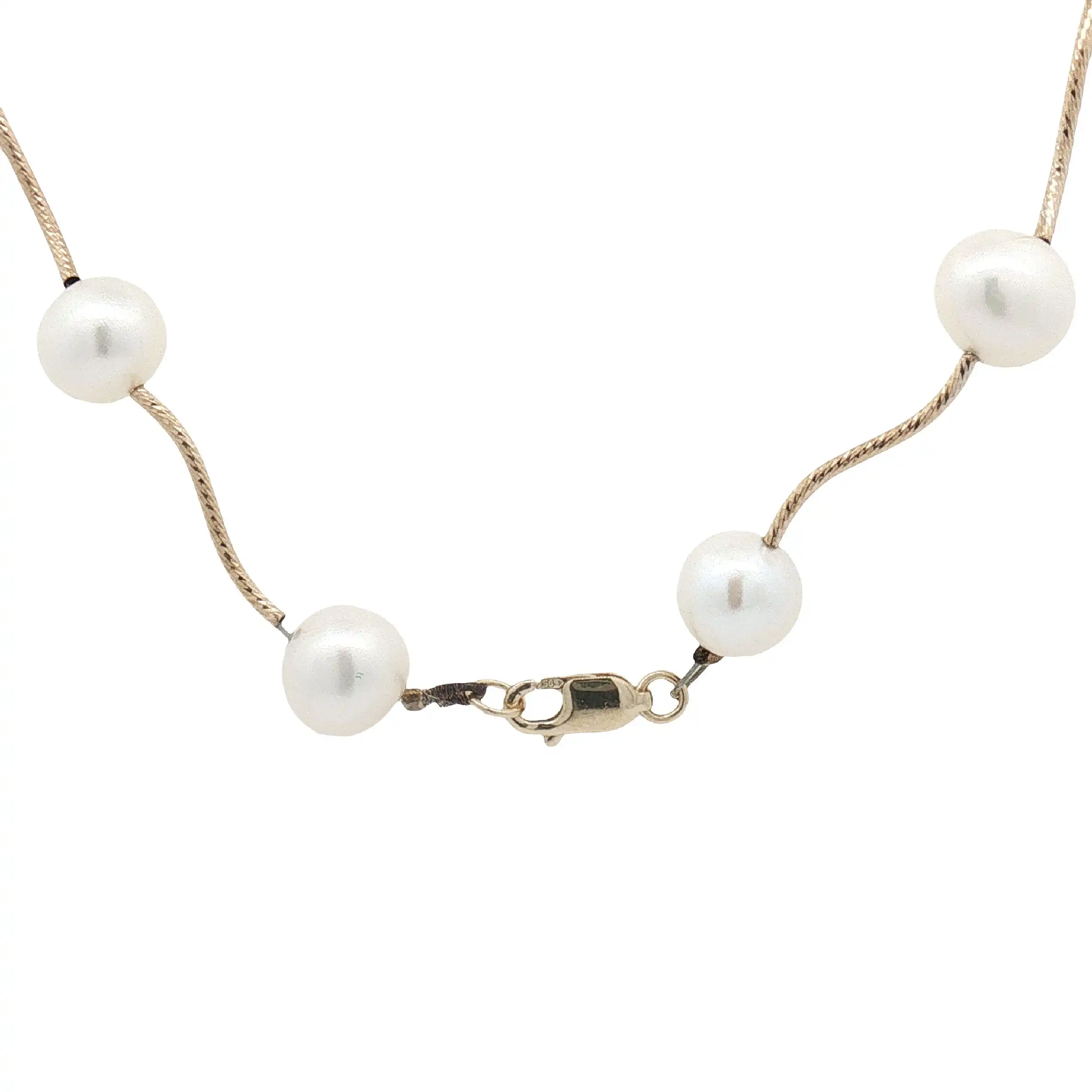Perlencollier Gelbgold