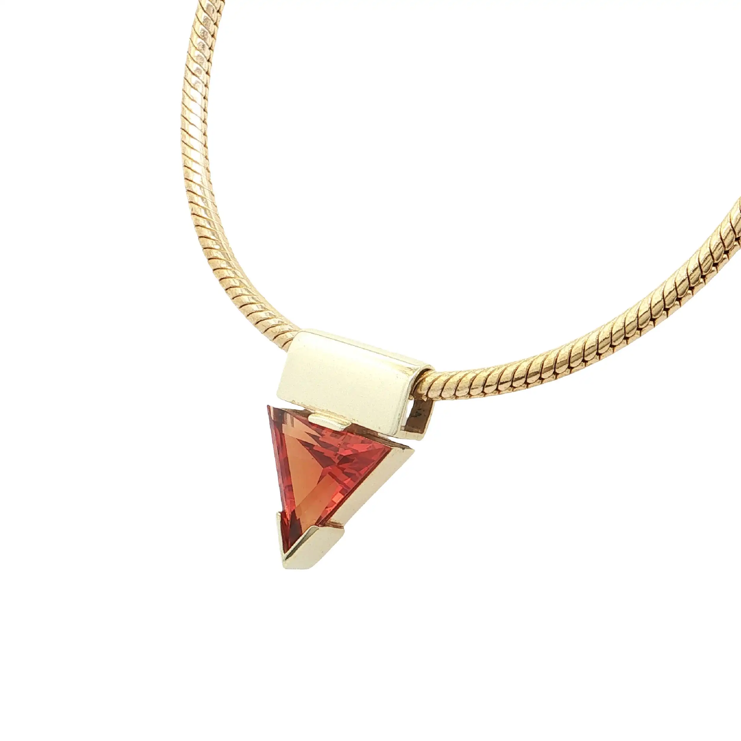 Schlangencollier Gelbgold mit synthetischem orangenen Saphir Schlangencollier Gelbgold mit synthetischem orangenen Saphir