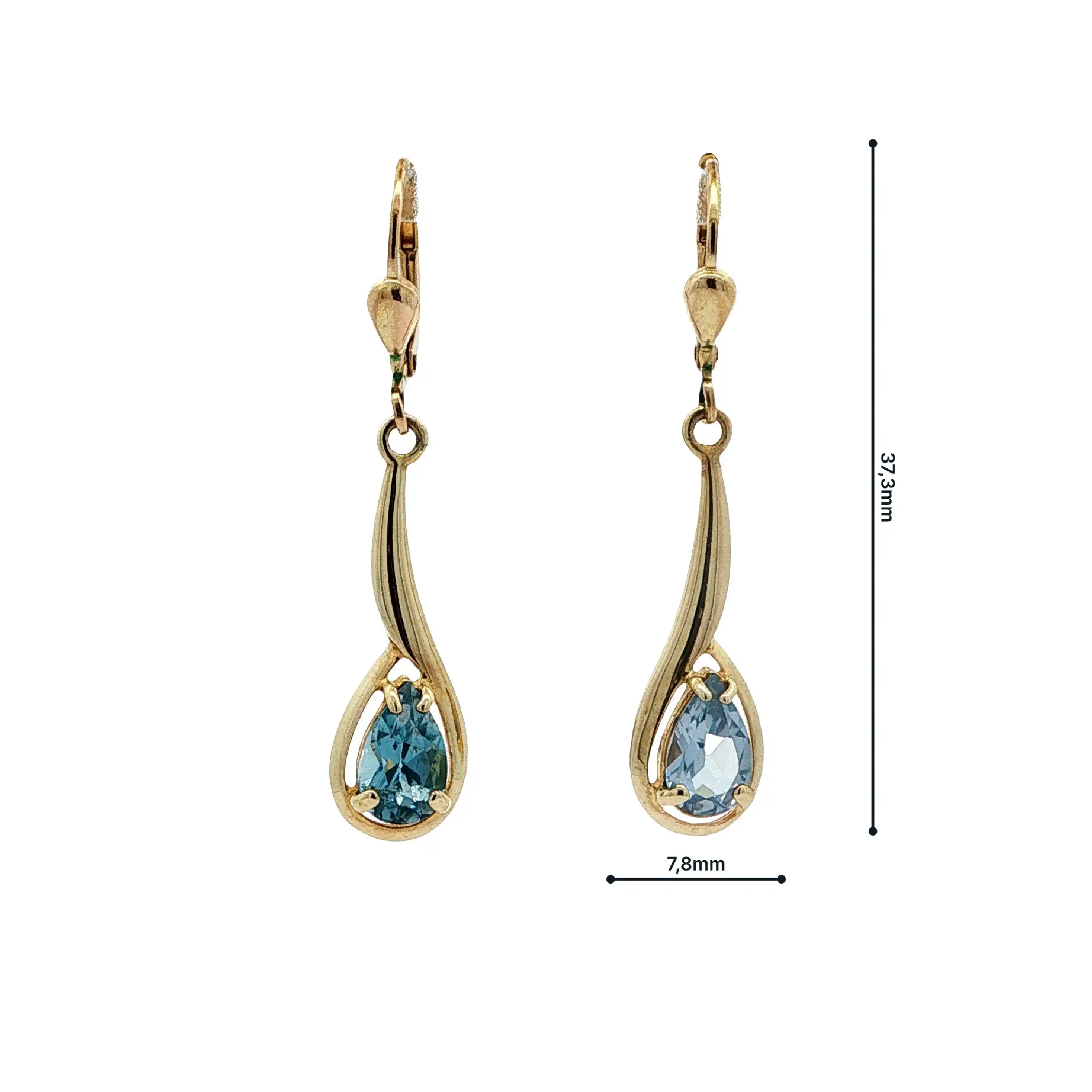 Ohrhänger Gelbgold mit blauem Farbstein