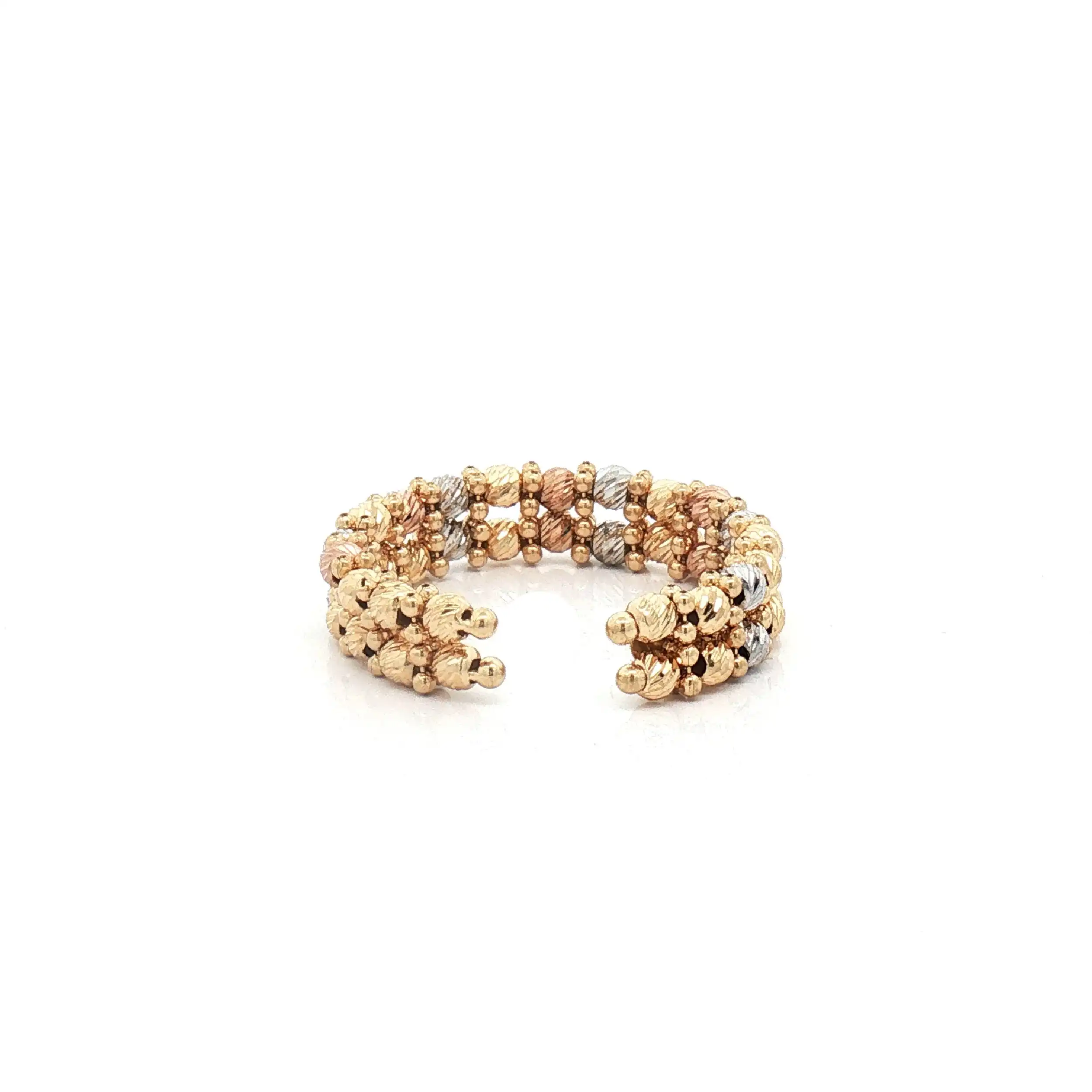Ring Tricolor mit diamantierten Kugeln