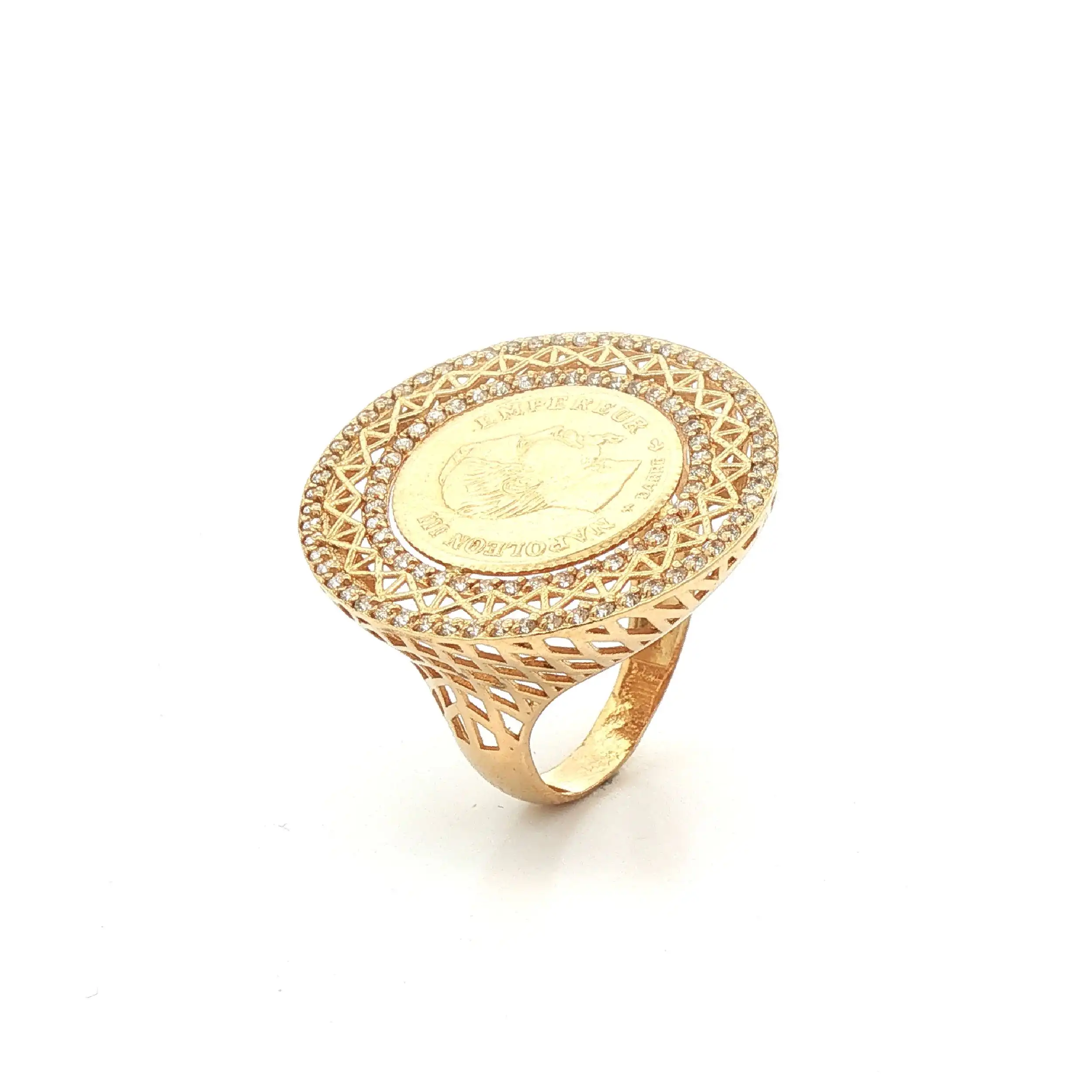 Ring Gelbgold mit Münze und Zirkonia