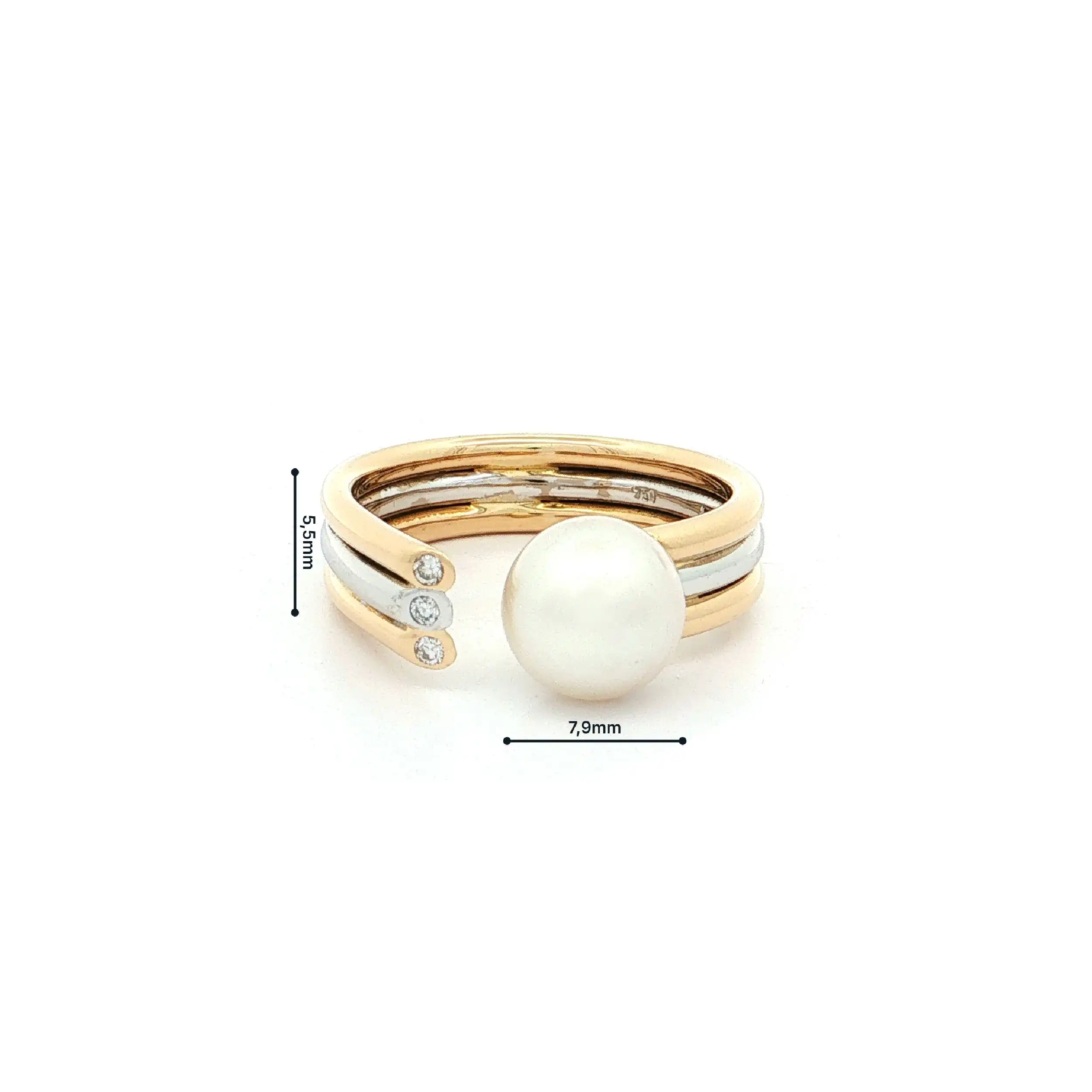 Ring Bicolor mit Perle und Brillanten Ring Bicolor mit Perle und Brillanten