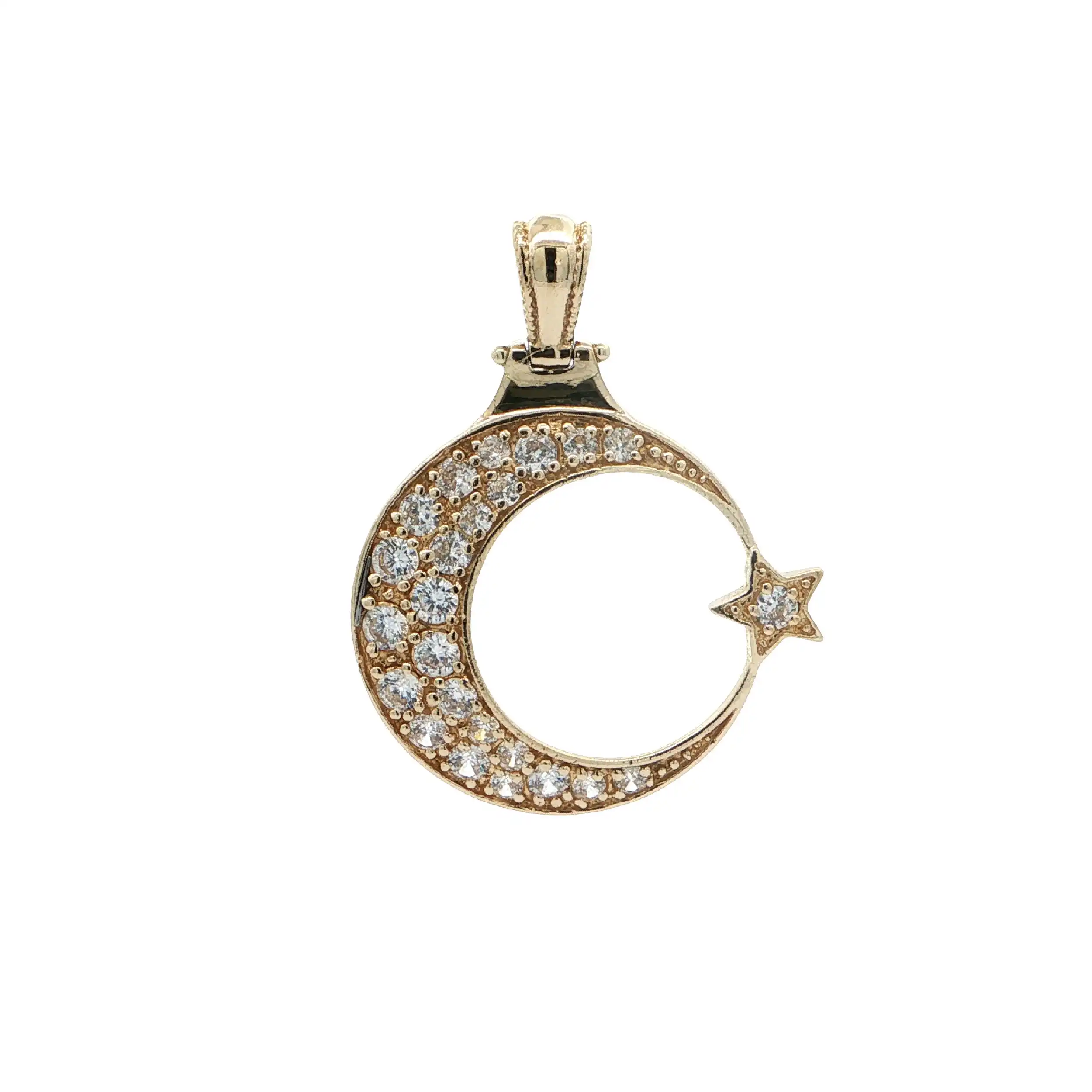 Anhänger Gelbgold "Mond mit Stern" & Zirkonia Anhänger Gelbgold "Mond mit Stern" & Zirkonia