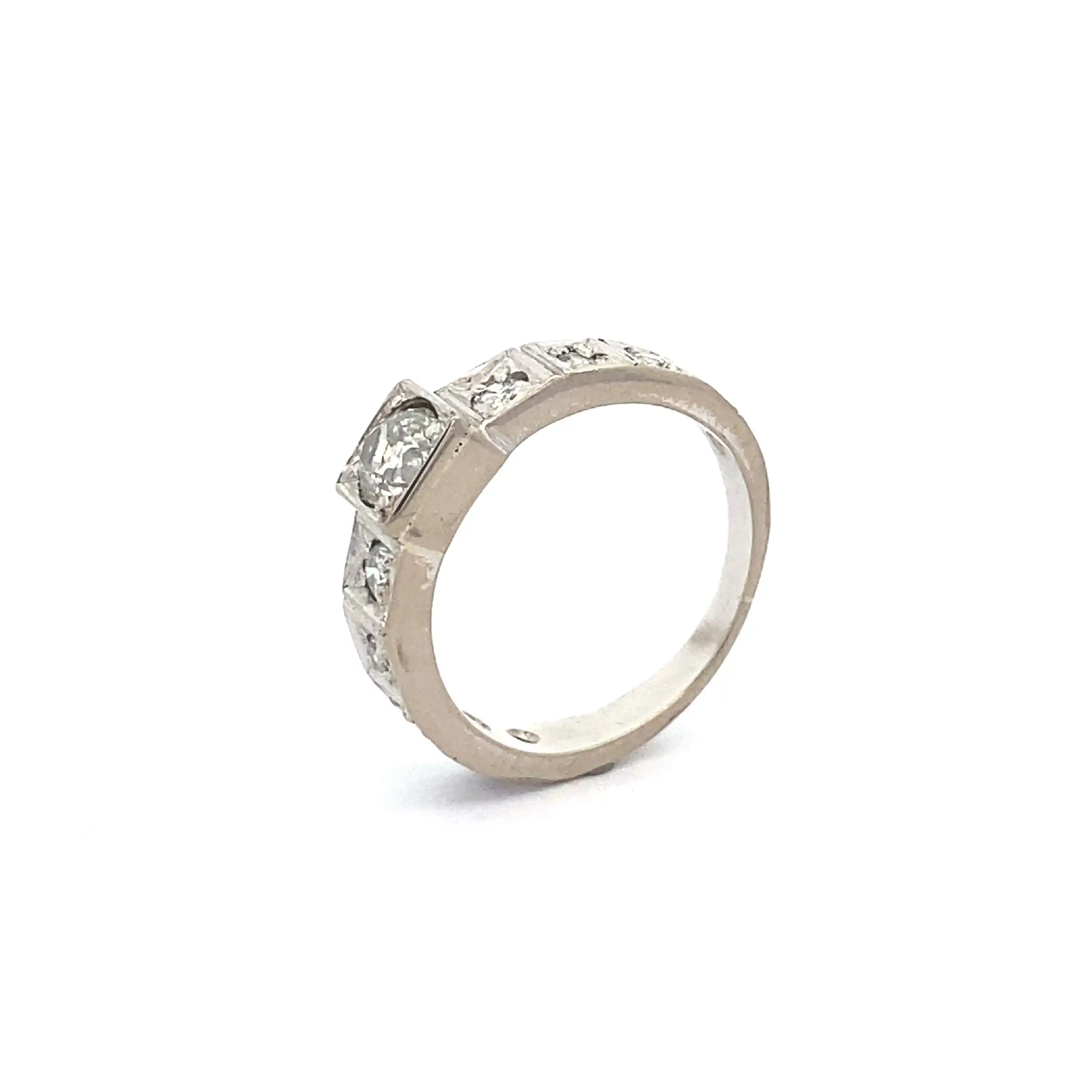 Ring Weißgold mit Altschliff Brillant, Brillanten und Diamanten