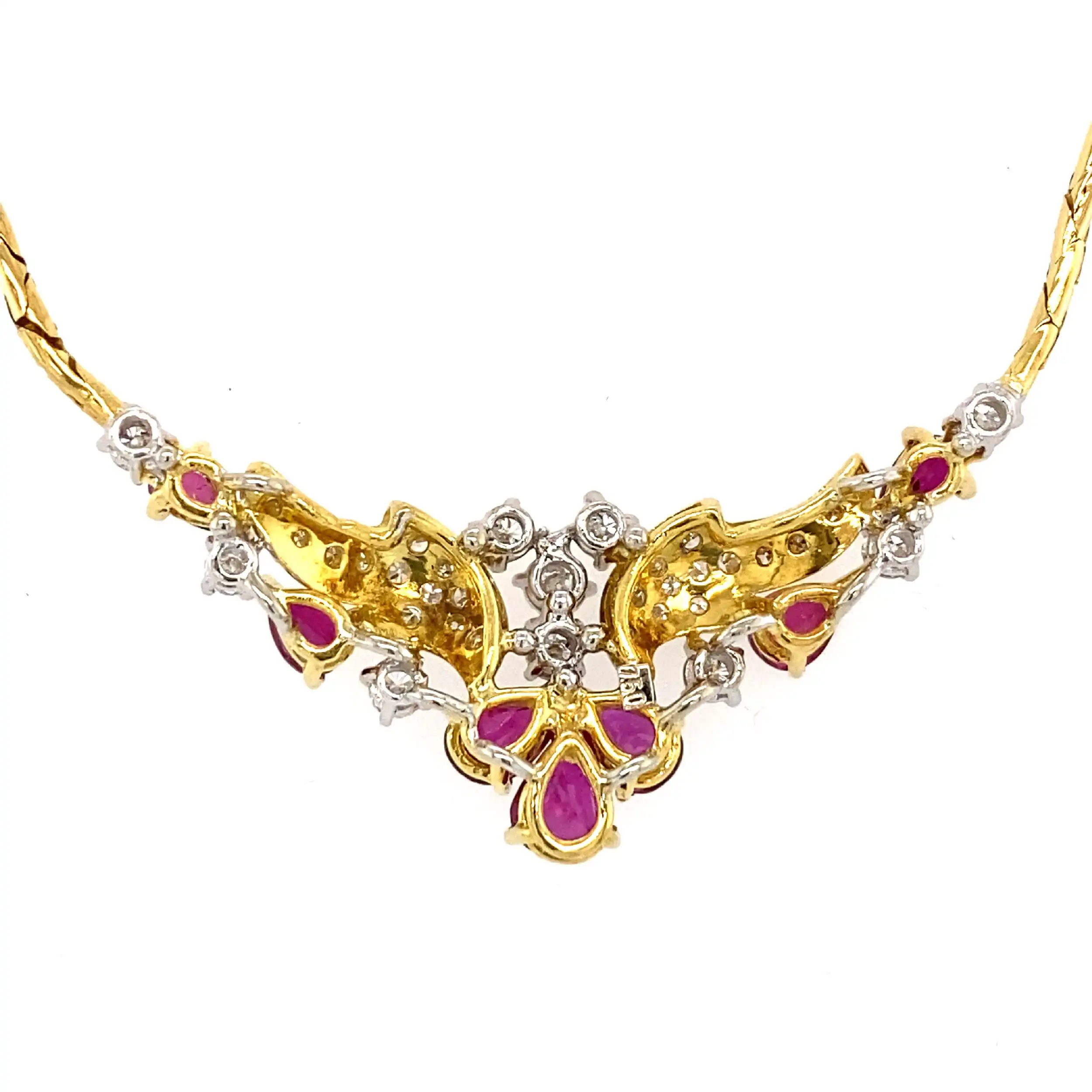 Collier Gelbgold mit Rubinen, Brillanten und Diamanten, mit Expertise von EPL Collier Gelbgold mit Rubinen, Brillanten und Diamanten, mit Expertise von EPL