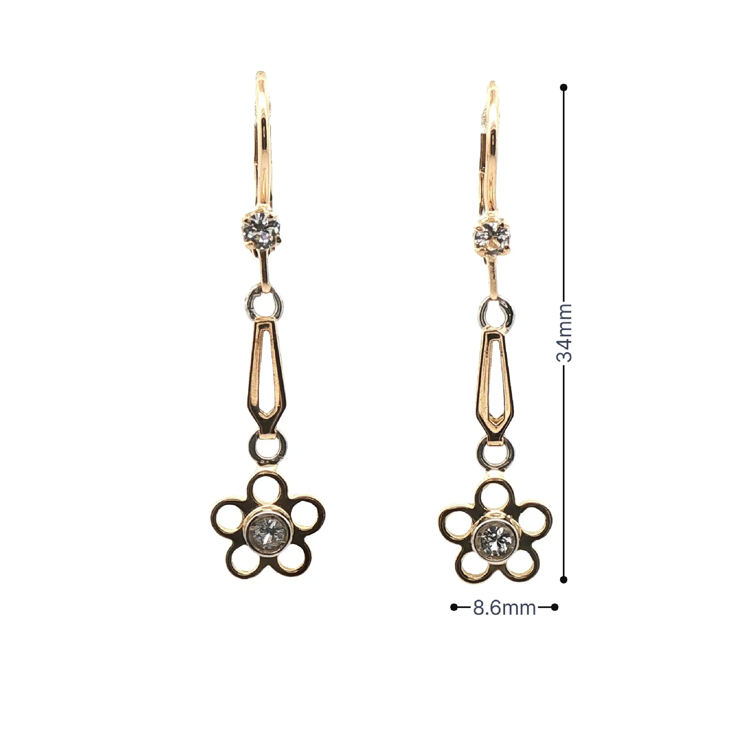 Ohrhänger Gelbgold mit Zirkonia Ohrhänger Gelbgold mit Zirkonia