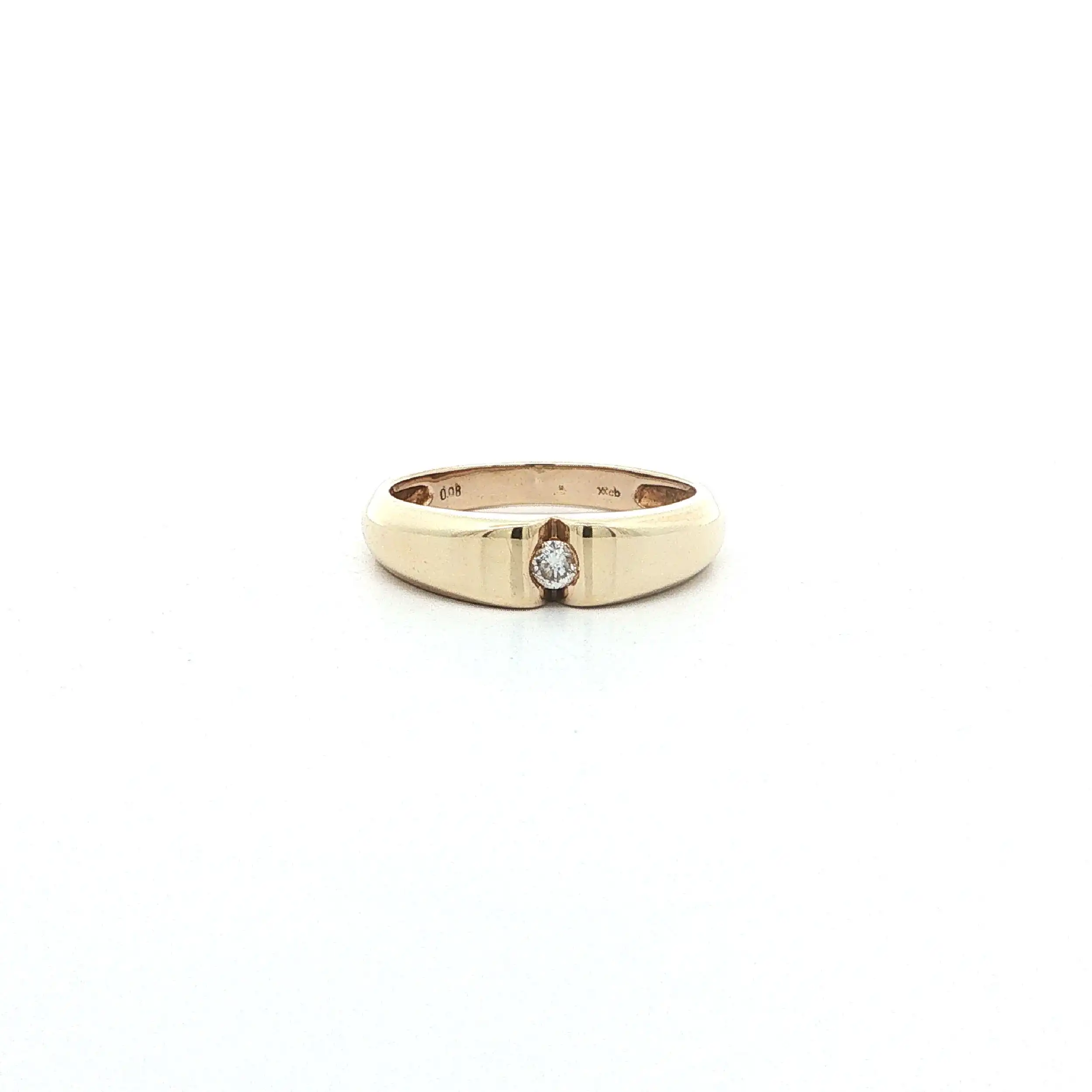 Ring Gelbgold mit Brillant, graviert mit 0,08ct.