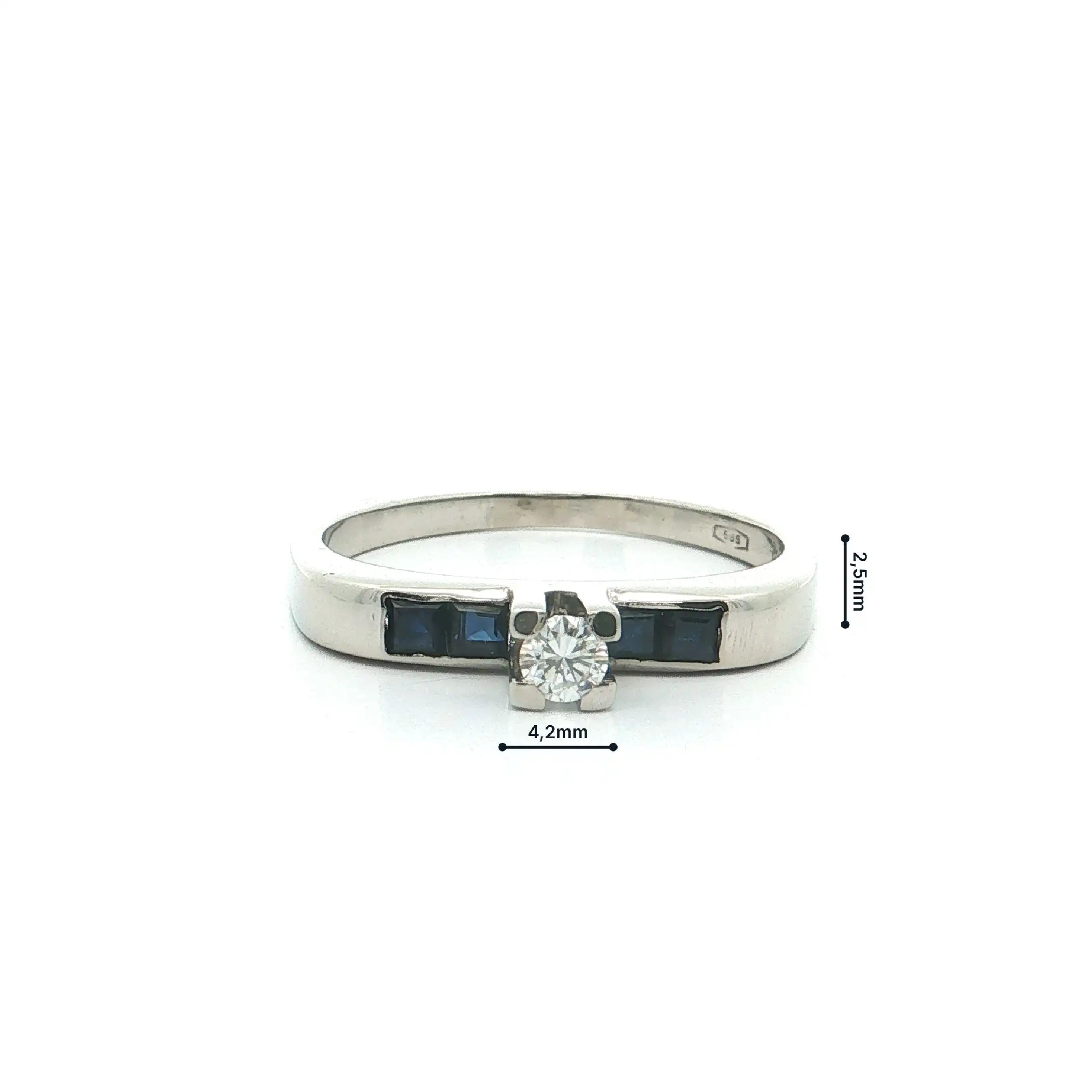 Ring Weißgold mit Brillant und Saphiren Ring Weißgold mit Brillant und Saphiren