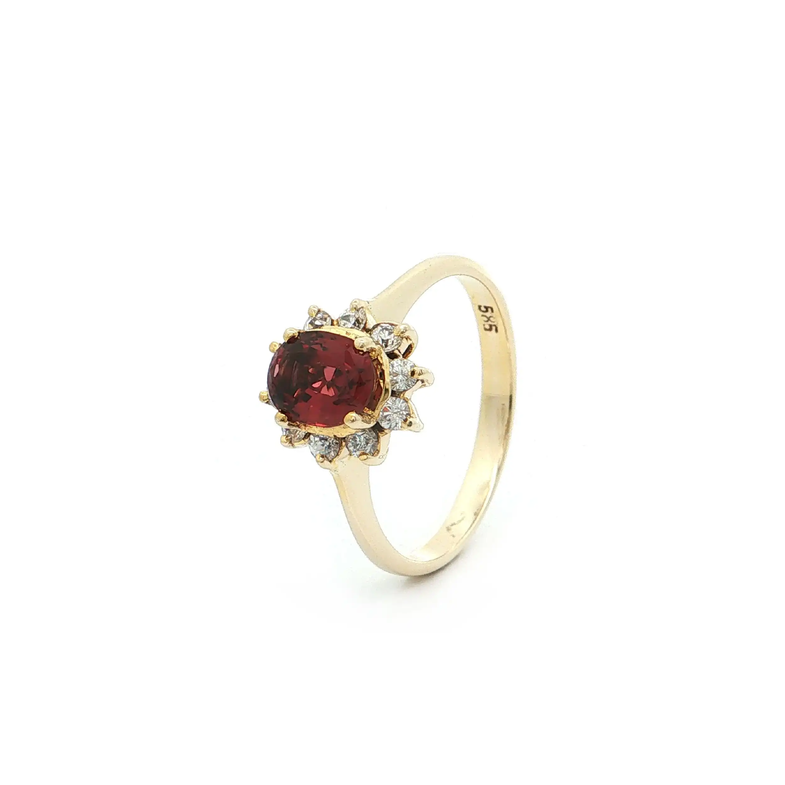 Ring Gelbgold mit Granat und Diamanten Ring Gelbgold mit Granat und Diamanten
