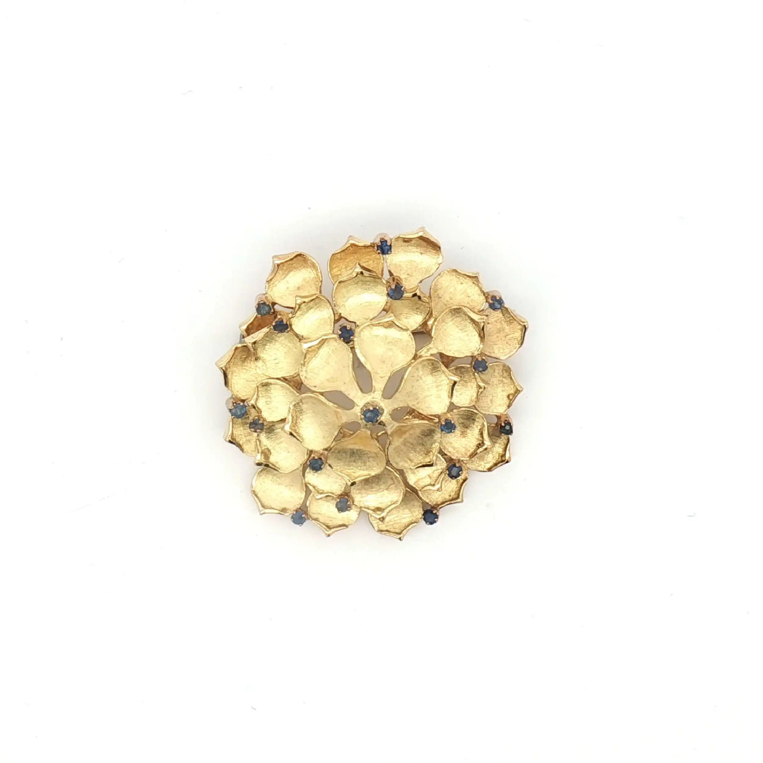 Brosche Gelbgold mit blauen Farbsteinen Brosche Gelbgold mit blauen Farbsteinen