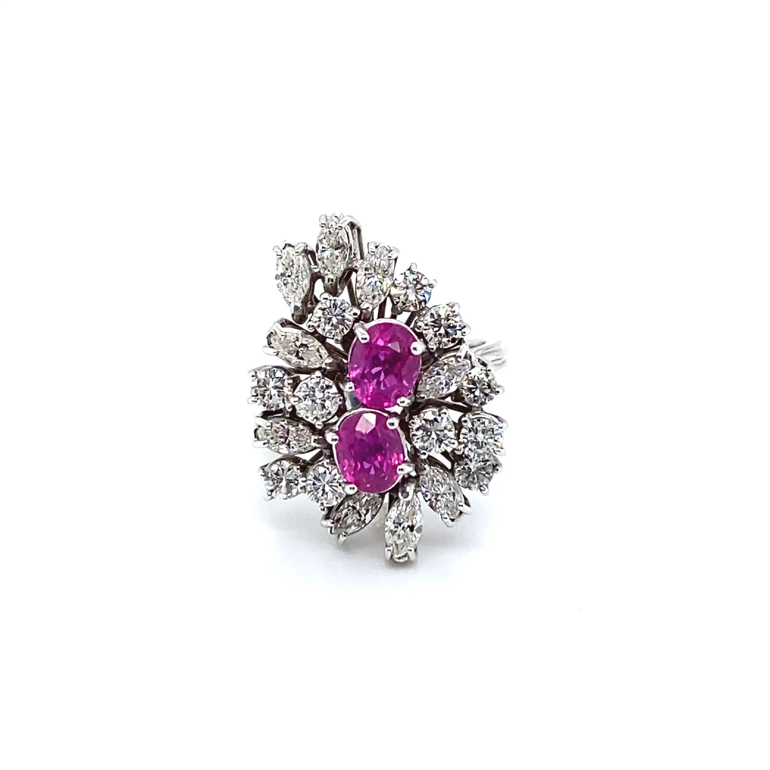 Ring Weißgold mit pinken Saphiren und Diamanten ca. 2,0ct mit Expertise von EPL Ring Weißgold mit pinken Saphiren und Diamanten ca. 2,0ct mit Expertise von EPL