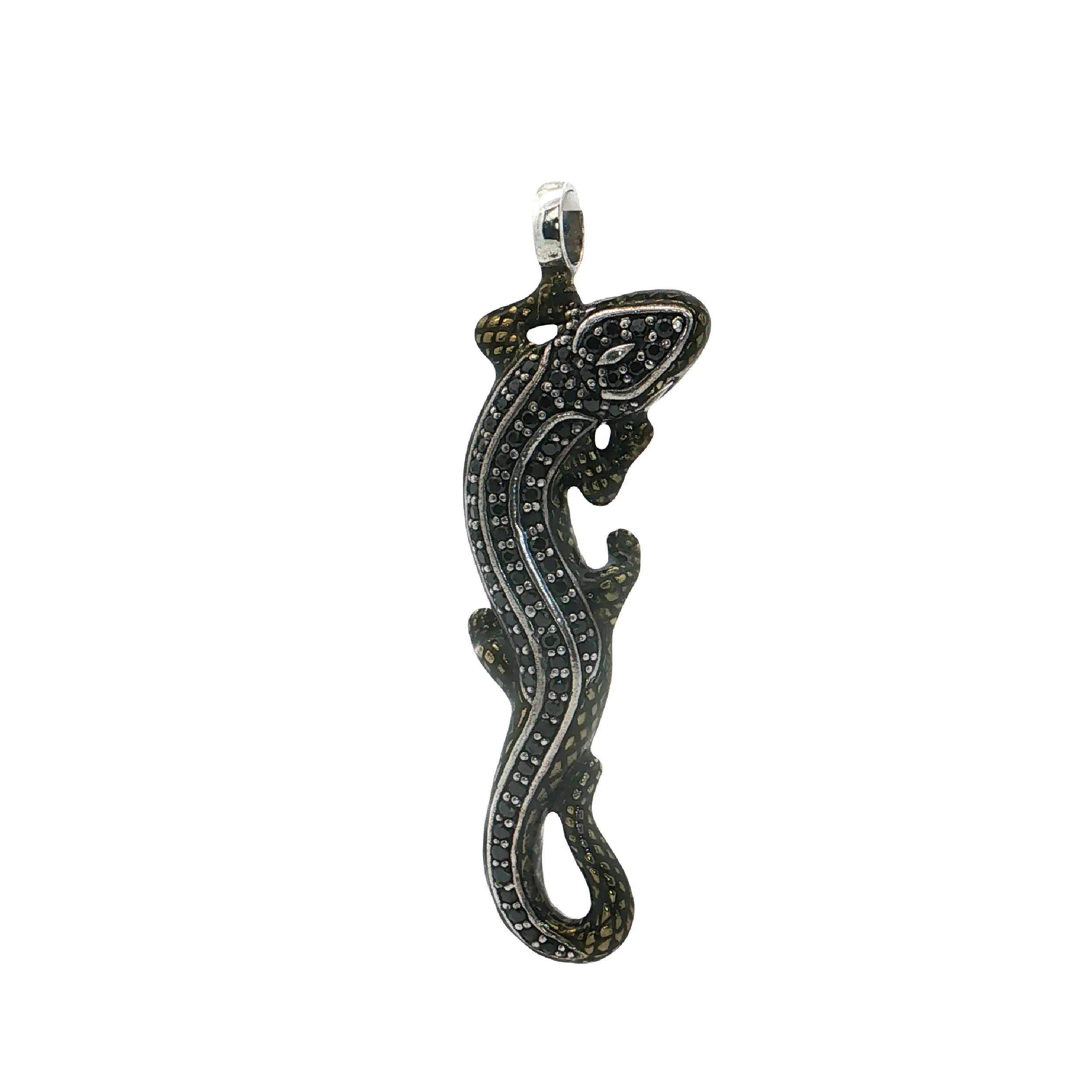 Anhänger Silber "Salamander" mit schwarzen Farbsteinen Anhänger Silber "Salamander" mit schwarzen Farbsteinen