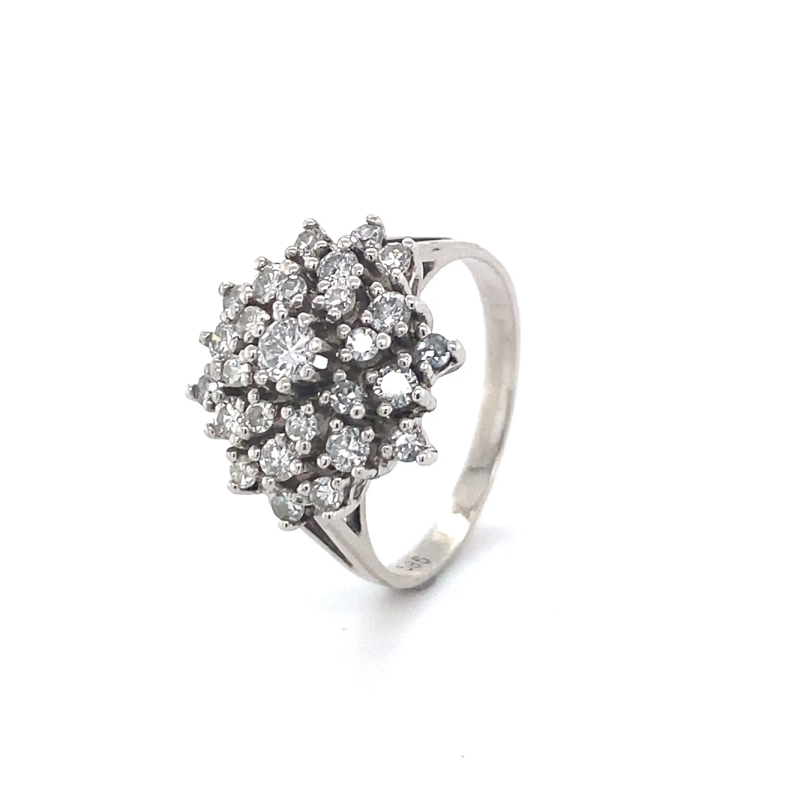 Ring Weißgold mit Brillanten, graviert mit 1,00ct