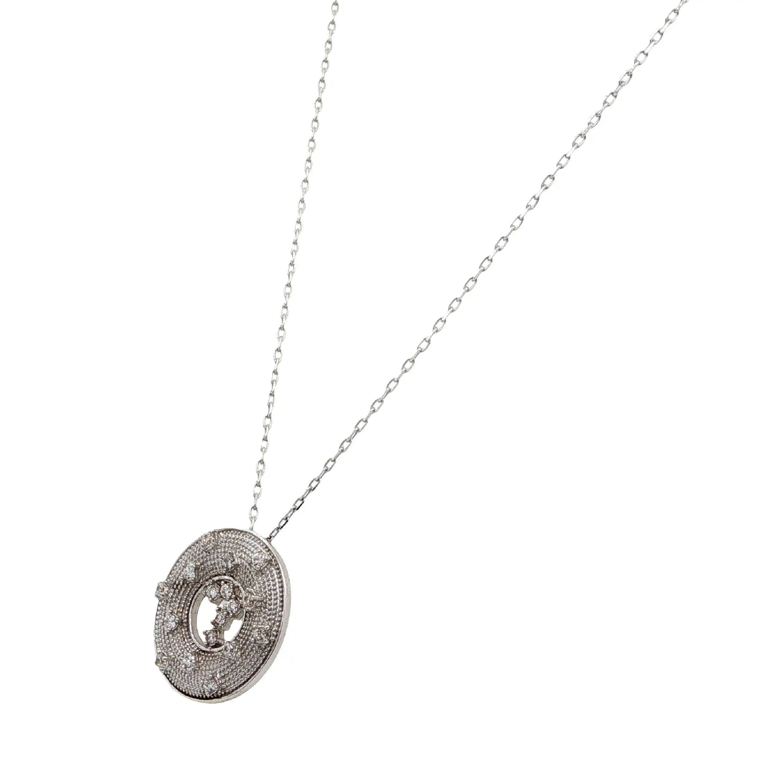 Ankerkette Weißgold mit Anhänger & Zirkonia Ankerkette Weißgold mit Anhänger & Zirkonia